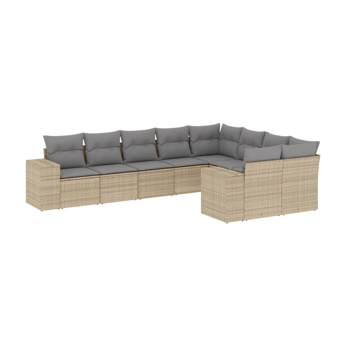 Vidaxl Gartenmöbel-Set aus Polyrattan mit 9 Teilen und Kissen, Beige - Bild 2
