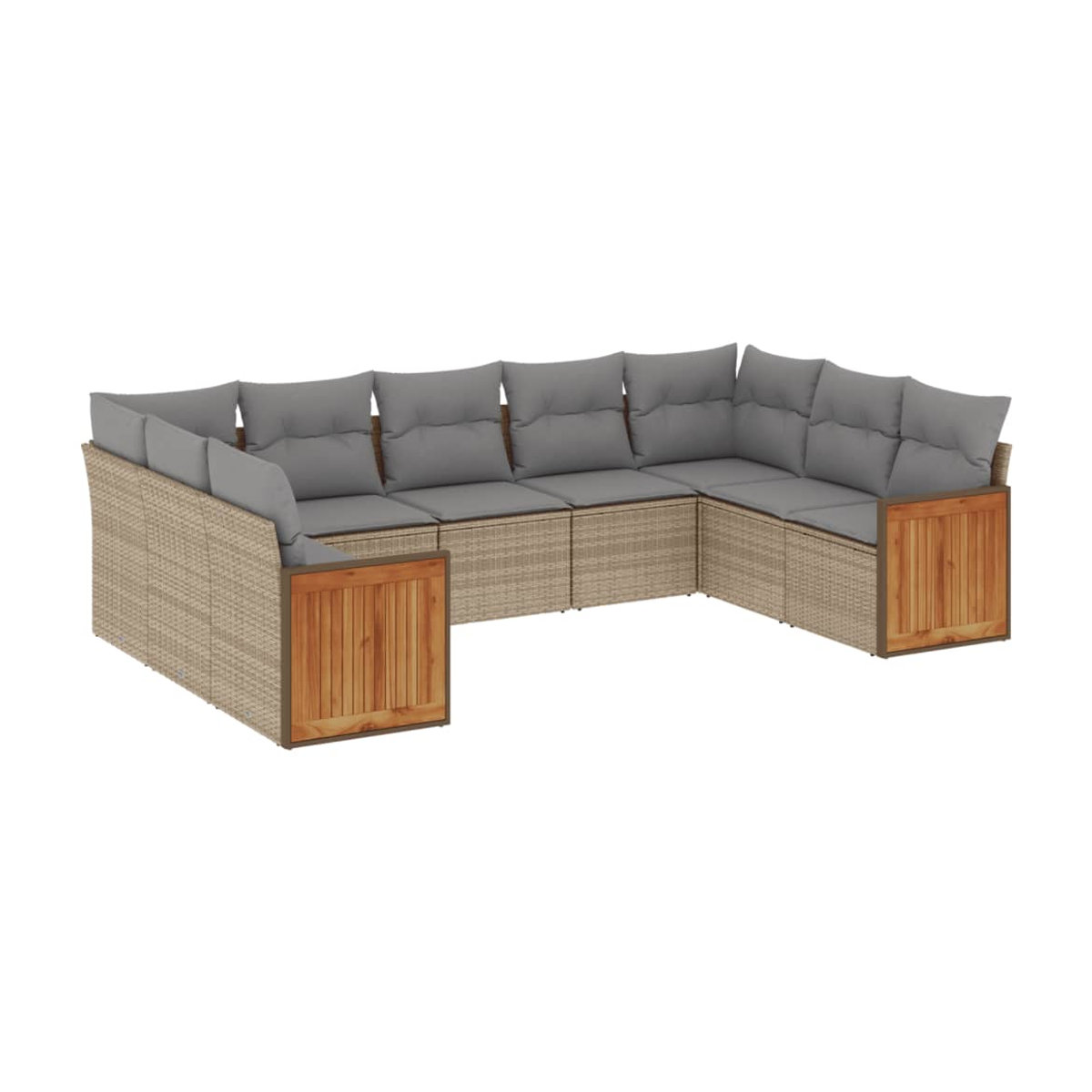 Vidaxl Gartenmöbel-Set aus Polyrattan mit 9 Teilen und Kissen, Beige - Bild 2