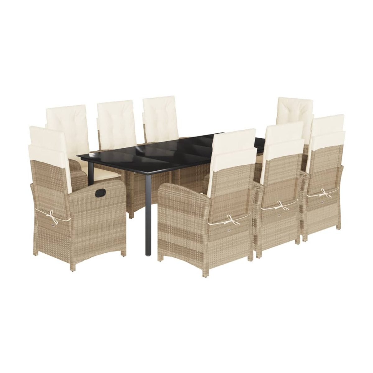 Vidaxl Gartenmöbel-Set aus Polyrattan mit 9 Teilen und Kissen, Beige - Bild 3