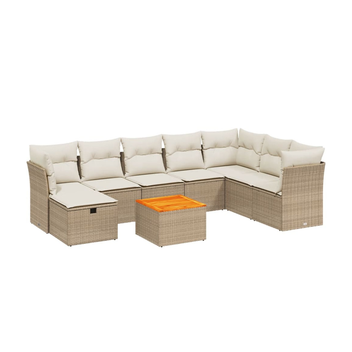 Vidaxl Gartenmöbel-Set aus Polyrattan mit 9 Teilen und Kissen, Beige - Bild 3