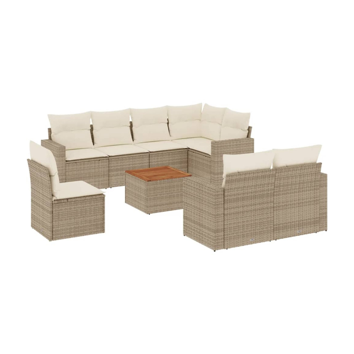 Vidaxl Gartenmöbel-Set aus Polyrattan mit 9 Teilen und Kissen, Beige - Bild 3
