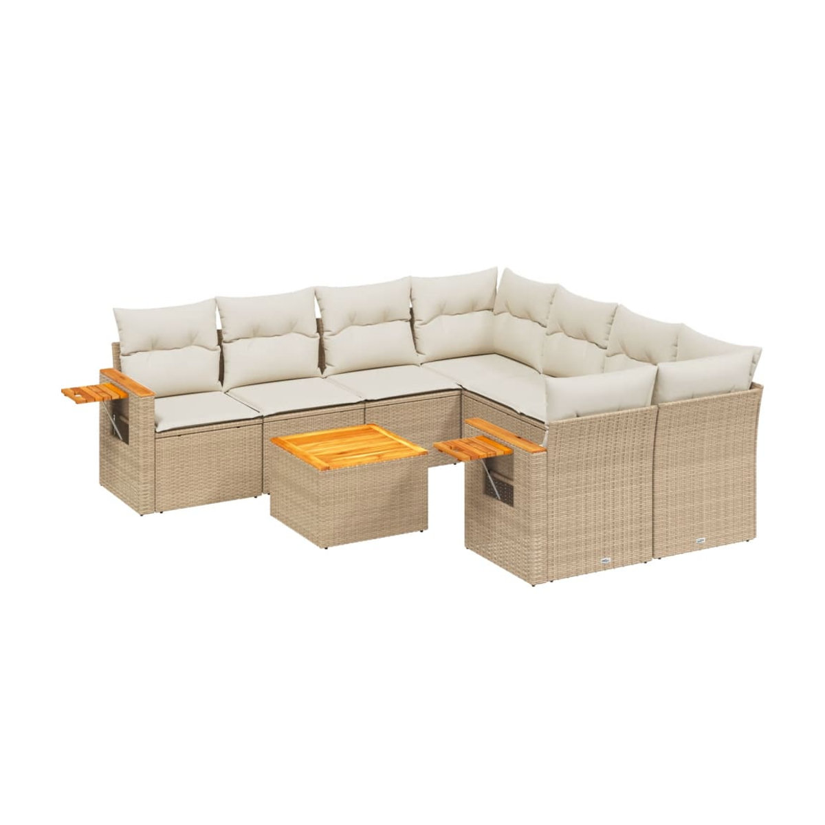 Vidaxl Gartenmöbel-Set aus Polyrattan mit 9 Teilen und Kissen, Beige - Bild 2