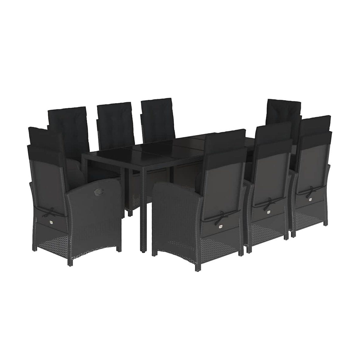 Vidaxl Gartenmöbel-Set aus Polyrattan mit 9 Teilen und Kissen, Schwarz, Modern - Bild 2