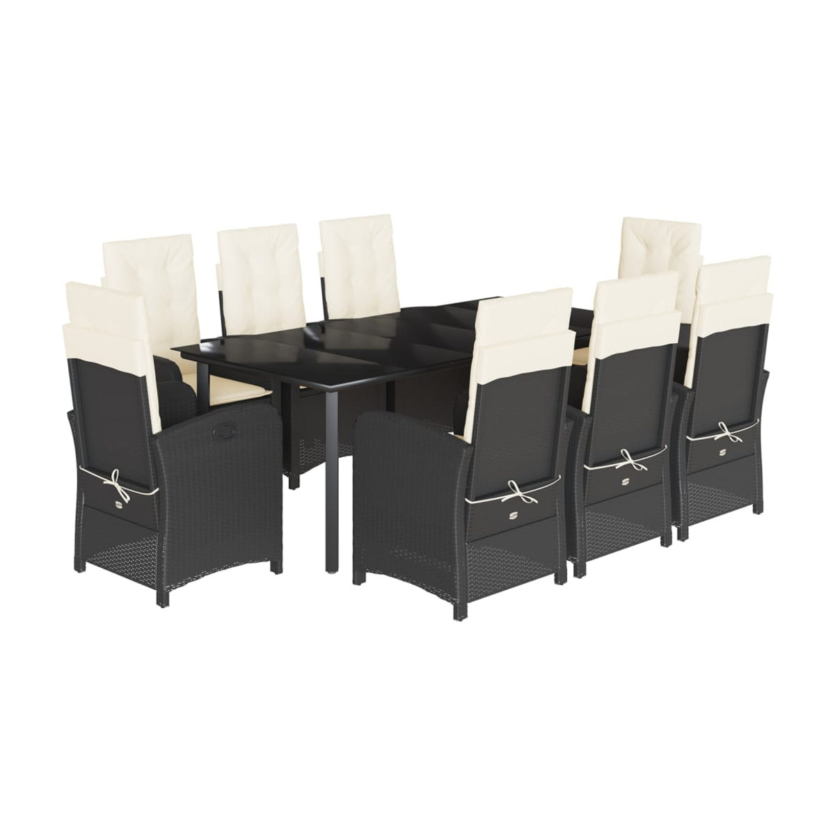 Vidaxl Gartenmöbel-Set aus Polyrattan mit 9 Teilen und Kissen, Schwarz, Modernes Design - Bild 3