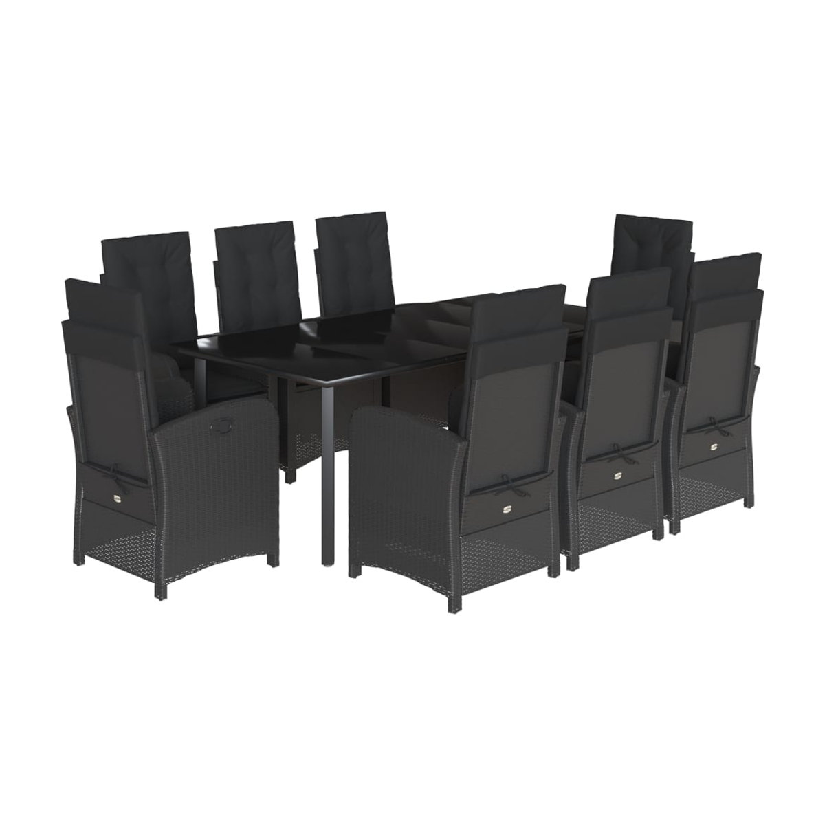 Vidaxl Gartenmöbel-Set aus Polyrattan mit 9 Teilen und Kissen, Schwarz, Modernes Design - Bild 2