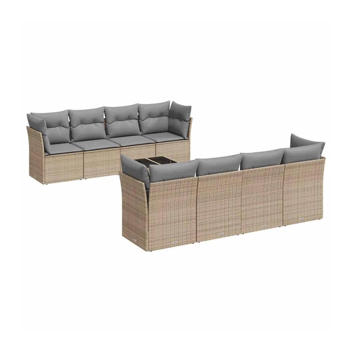 Vidaxl Gartenmöbel-Set aus Polyrattan mit 9-teiligem Polster-Set in Beige - Bild 2