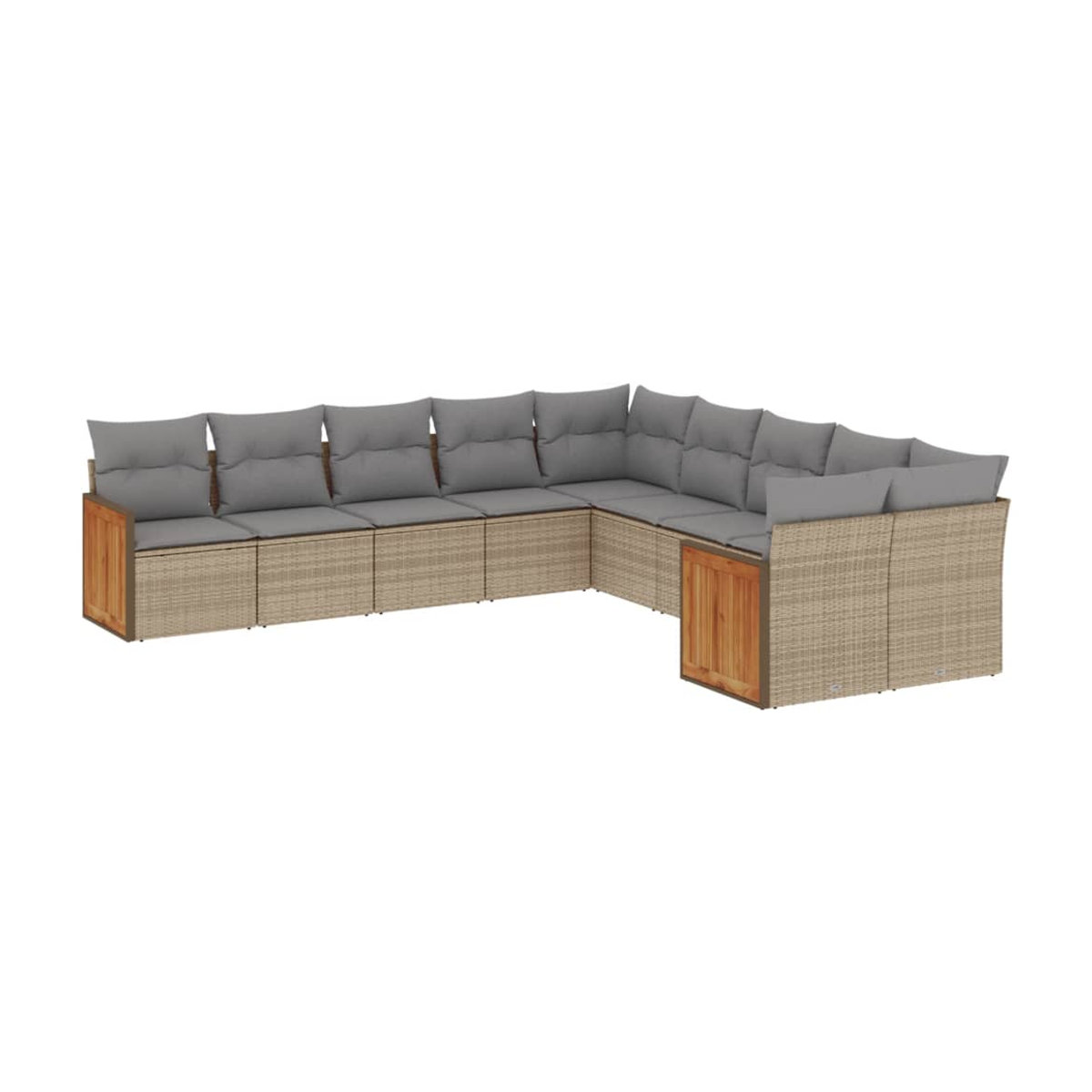 Vidaxl Gartenmöbel-Set aus Polyrattan mit Kissen, 10-teilig, Beige, Modernes Design - Bild 2