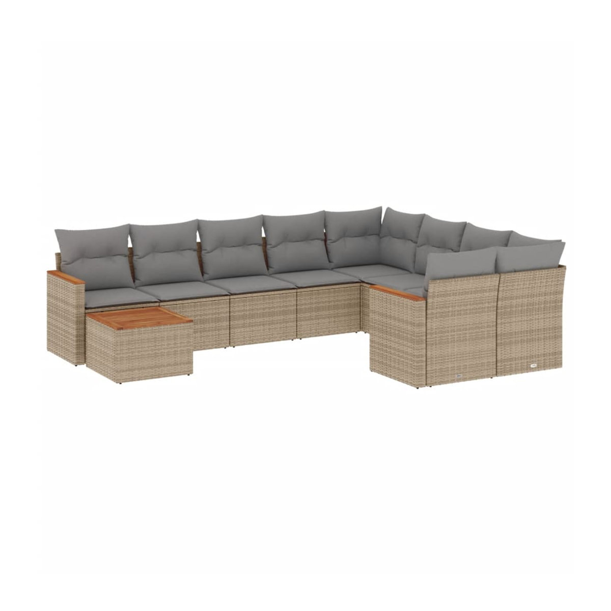 Vidaxl Gartenmöbel-Set aus Polyrattan mit Kissen, 10-teilig, Beige, Modernes Design - Bild 2