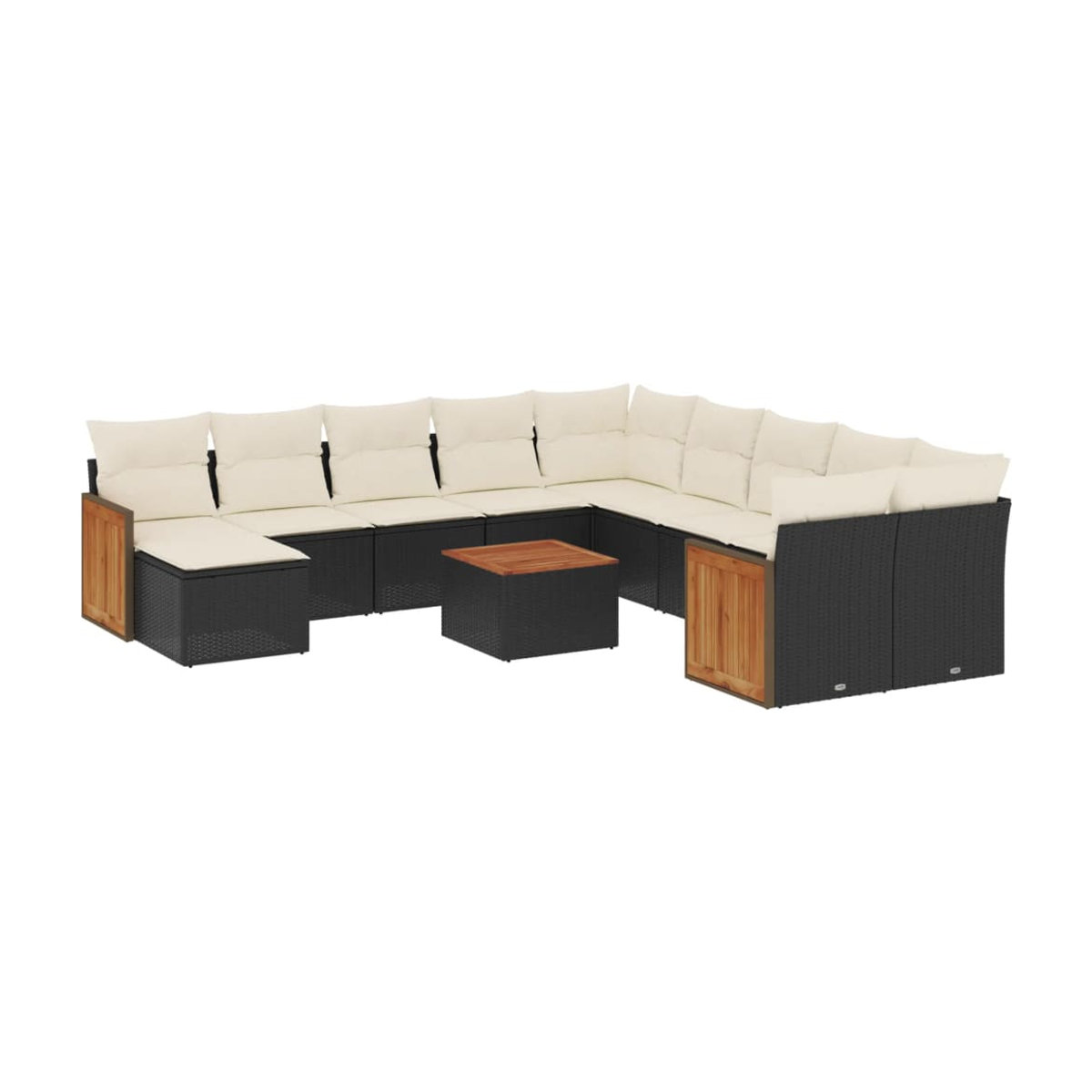 Vidaxl Gartenmöbel-Set aus Polyrattan mit Kissen, 12-teilig, Schwarz - Bild 2