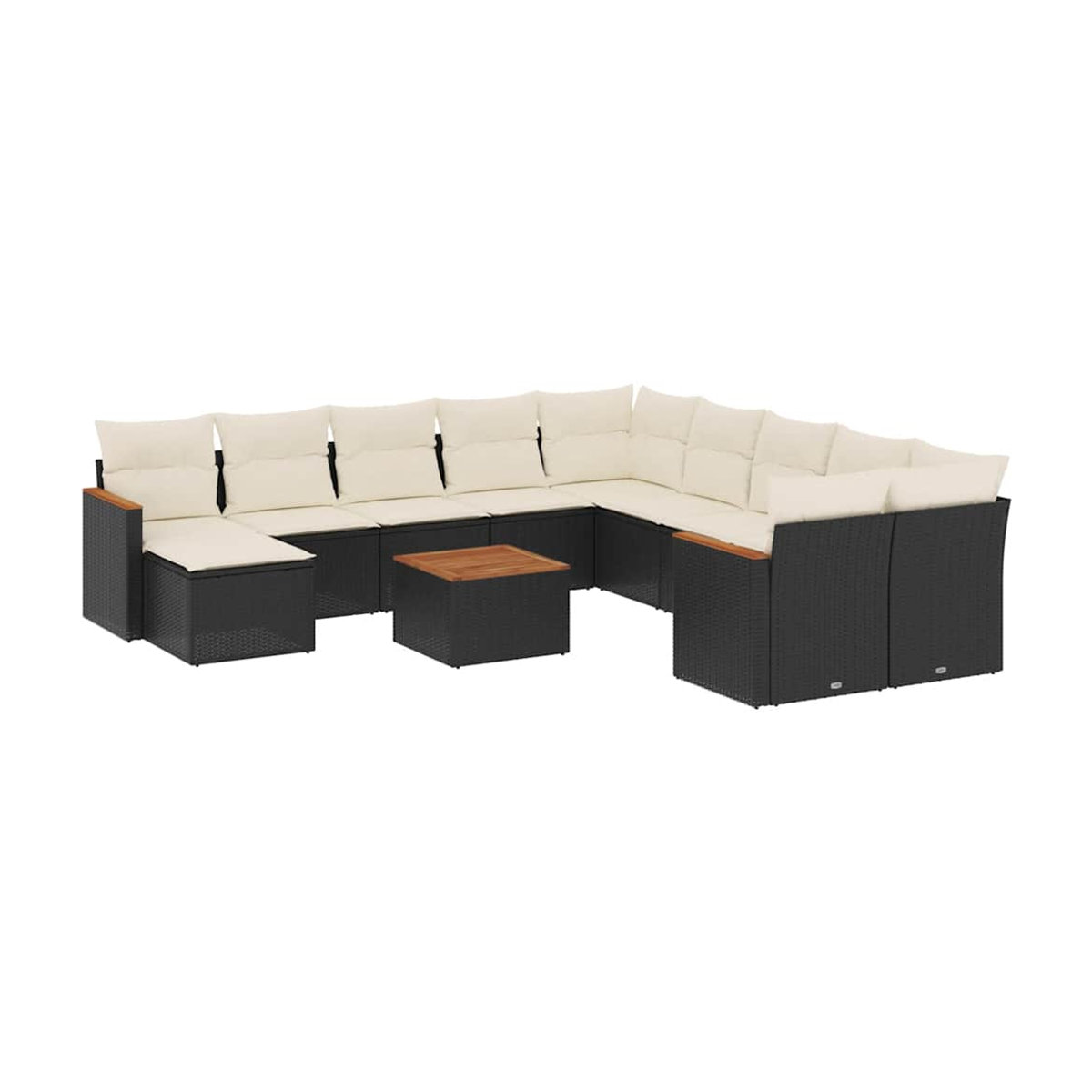 Vidaxl Gartenmöbel-Set aus Polyrattan mit Kissen, 12-teilig, Schwarz - Bild 2