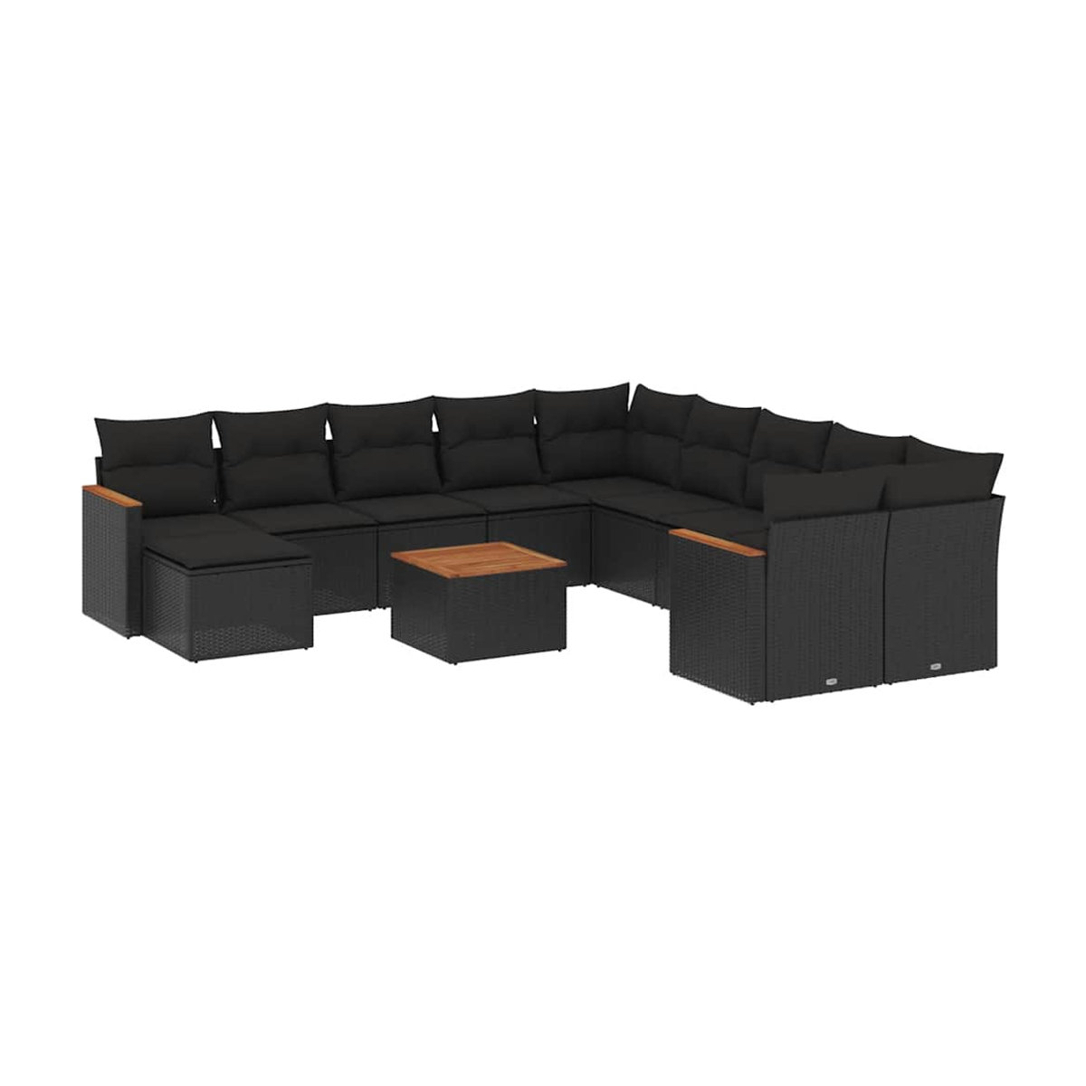 Vidaxl Gartenmöbel-Set aus Polyrattan mit Kissen, 12-teilig, Schwarz - Bild 3