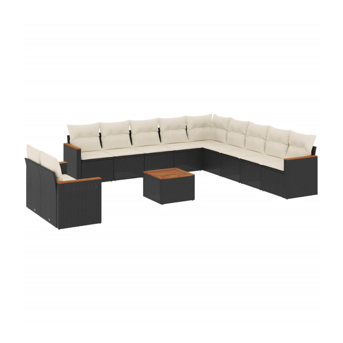 Vidaxl Gartenmöbel-Set aus Polyrattan mit Kissen, 12-teilig, Schwarz - Bild 2