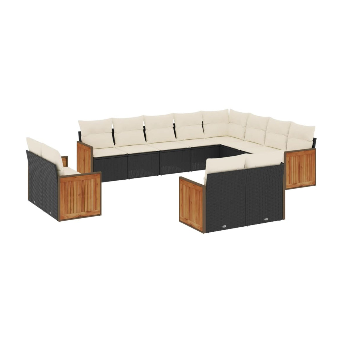 Vidaxl Gartenmöbel-Set aus Polyrattan mit Kissen, 12-teilig, Schwarz - Bild 2