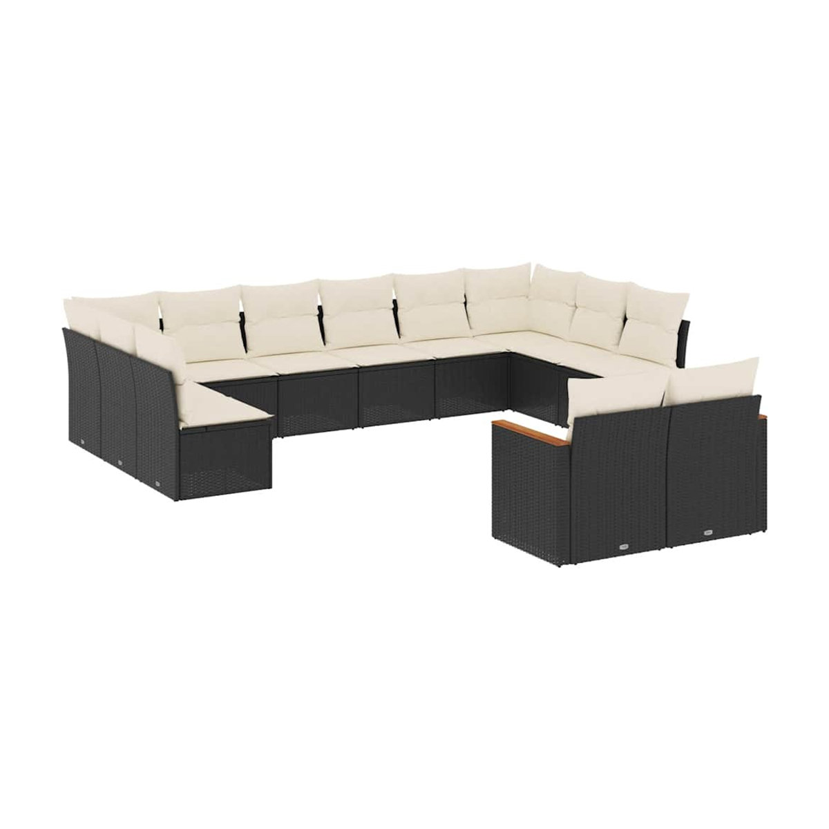 Vidaxl Gartenmöbel-Set aus Polyrattan mit Kissen, 12-teilig, Schwarz - Bild 2