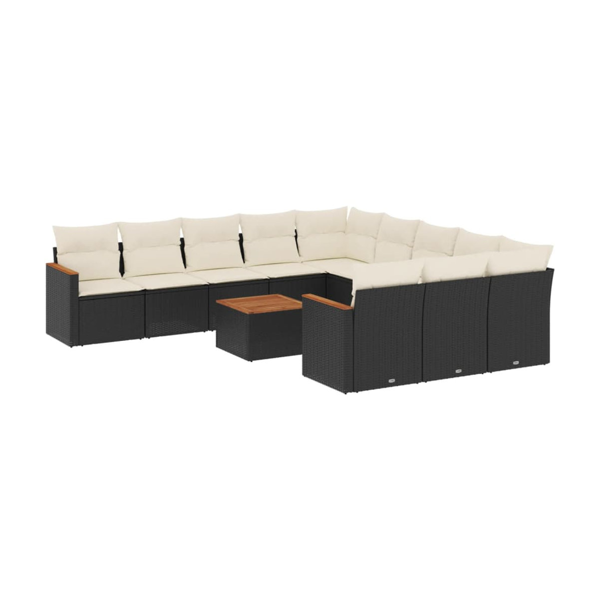 Vidaxl Gartenmöbel-Set aus Polyrattan mit Kissen, 12-teilig, Schwarz - Bild 2