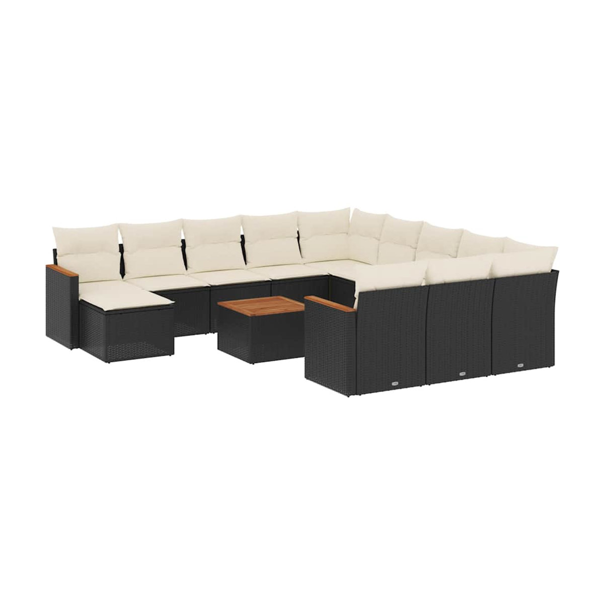 Vidaxl Gartenmöbel-Set aus Polyrattan mit Kissen, 13-teilig, Schwarz, Modernes Design - Bild 2