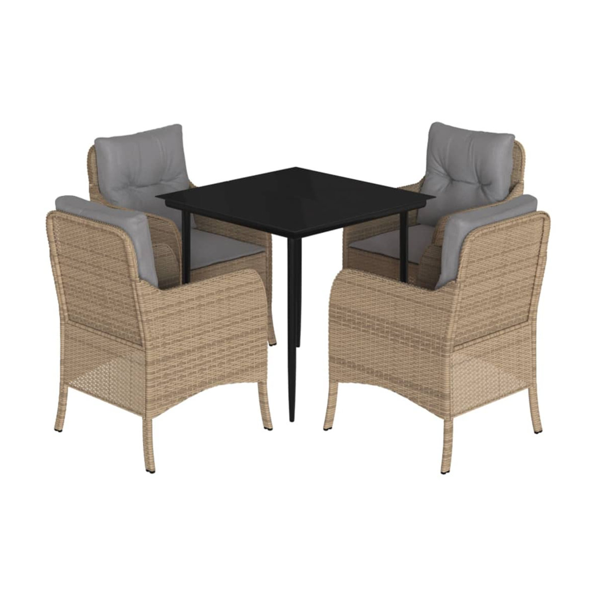 Vidaxl Gartenmöbel-Set aus Polyrattan mit Kissen, 5-teilig, Beige - Bild 2