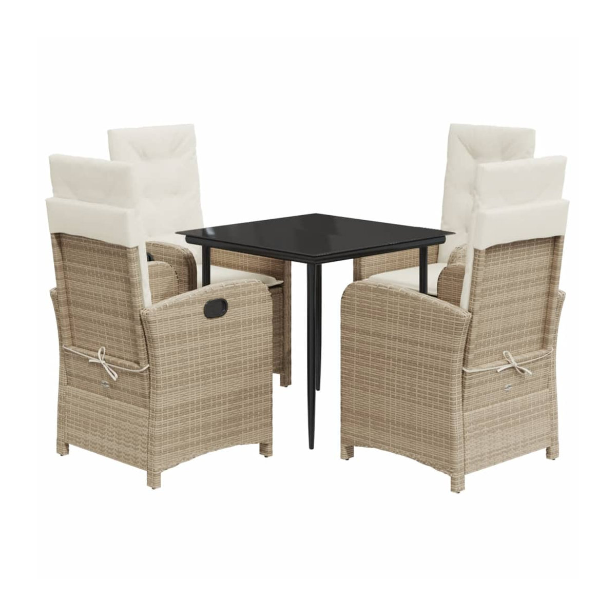 Vidaxl Gartenmöbel-Set aus Polyrattan mit Kissen, 5-teilig, Beige - Bild 2