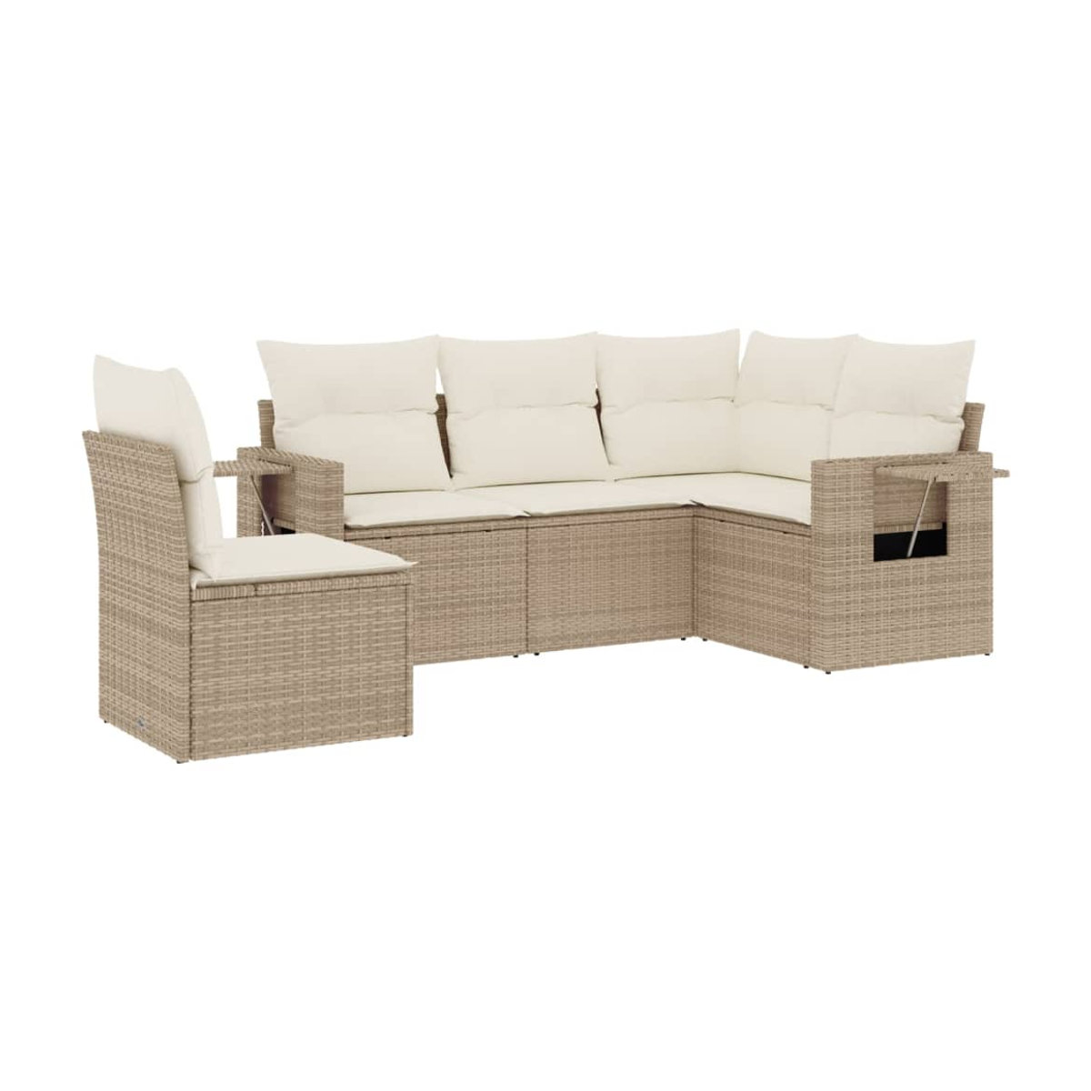 Vidaxl Gartenmöbel-Set aus Polyrattan mit Kissen, 5-teilig, Beige - Bild 2