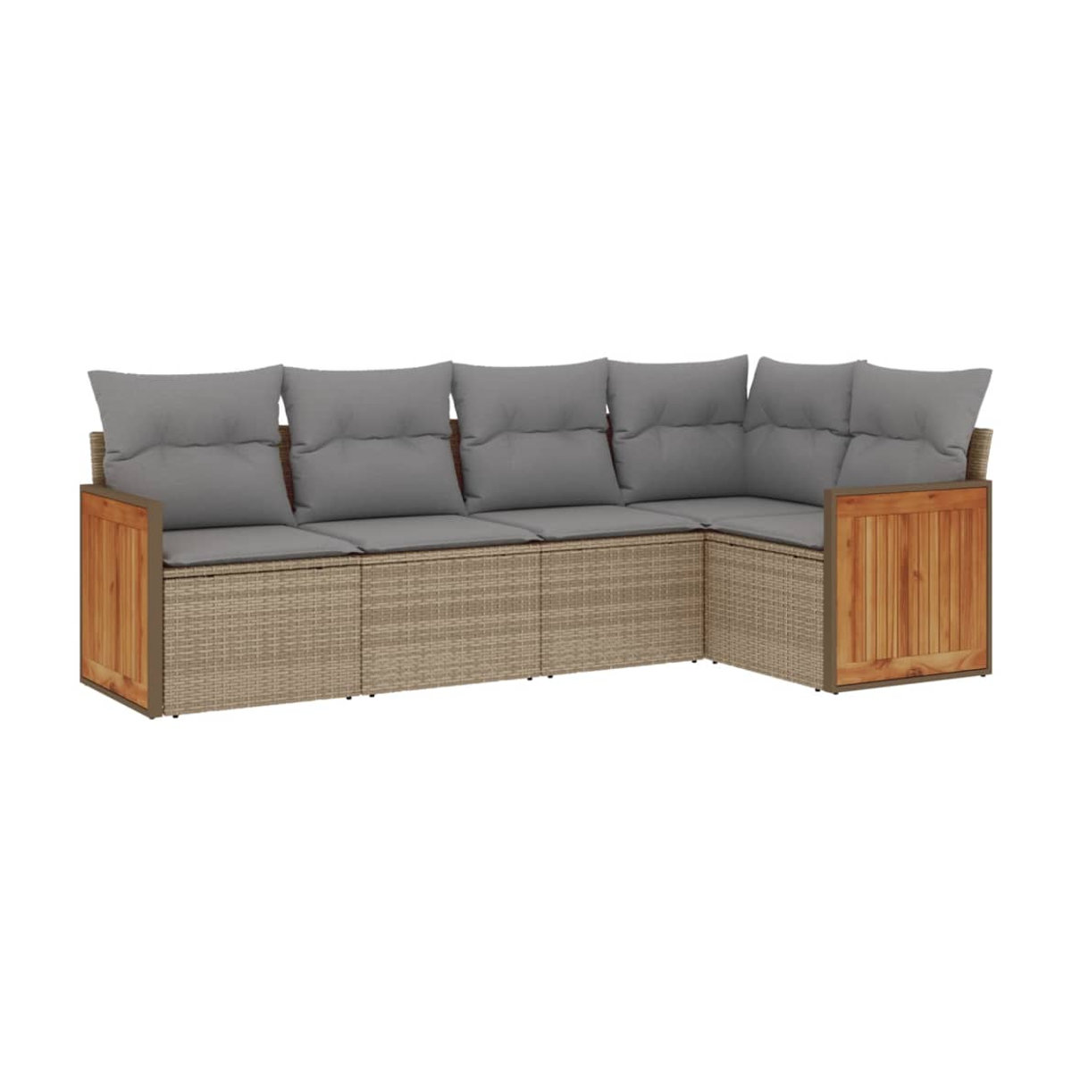 Vidaxl Gartenmöbel-Set aus Polyrattan mit Kissen, 5-teilig, Beige und Grau - Bild 2
