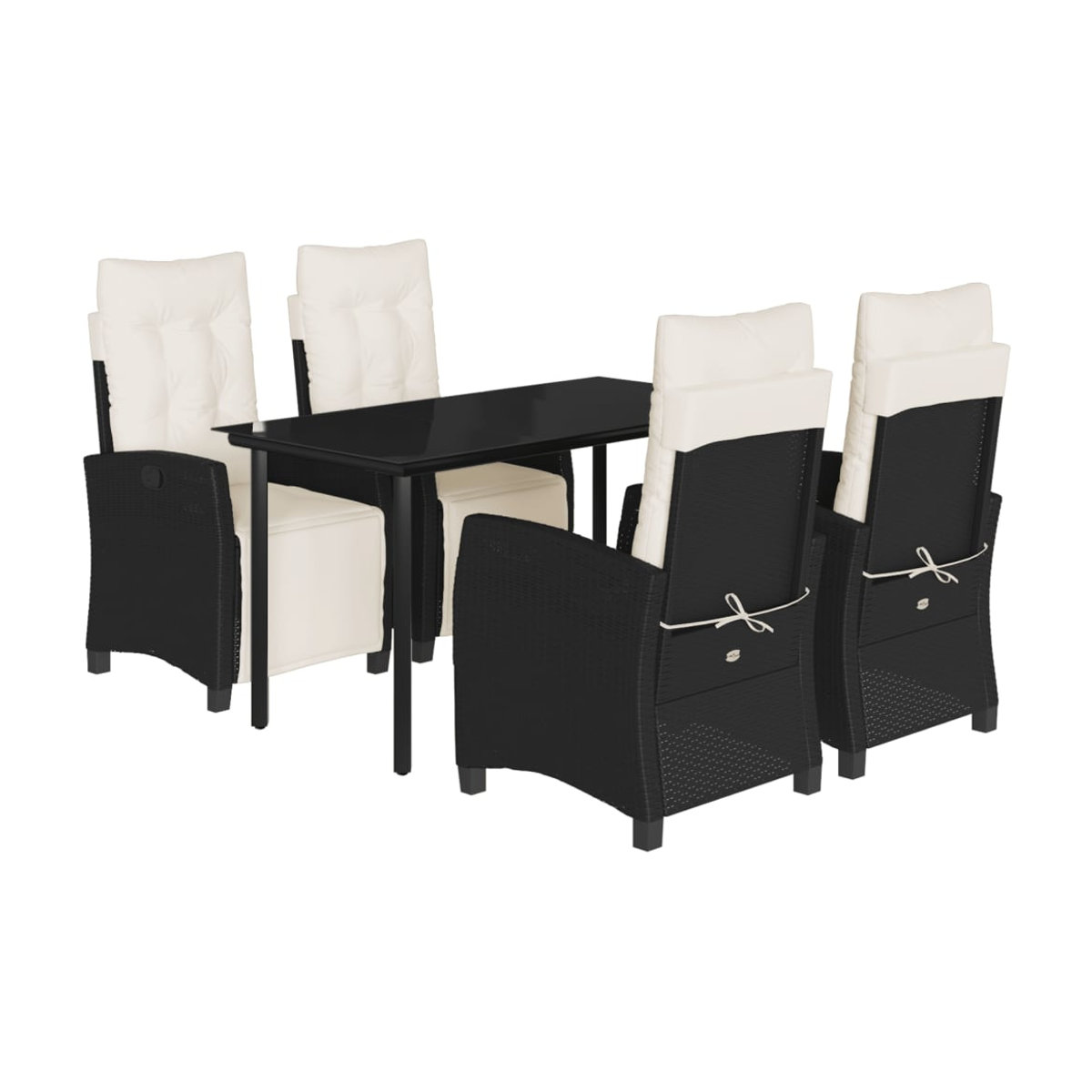 Vidaxl Gartenmöbel-Set aus Polyrattan mit Kissen, 5-teilig, Schwarz - Bild 3