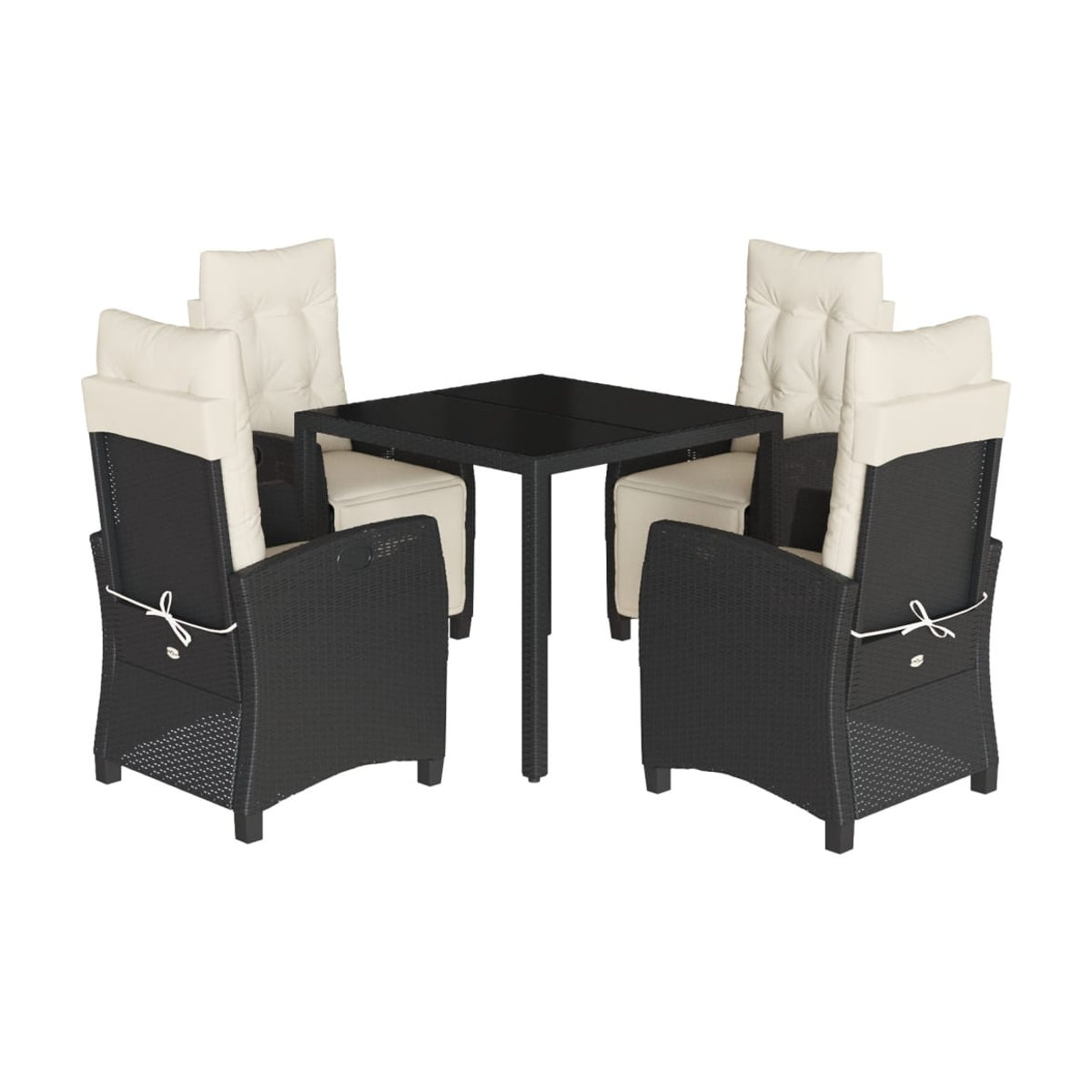 Vidaxl Gartenmöbel-Set aus Polyrattan mit Kissen, 5-teilig, Schwarz - Bild 2