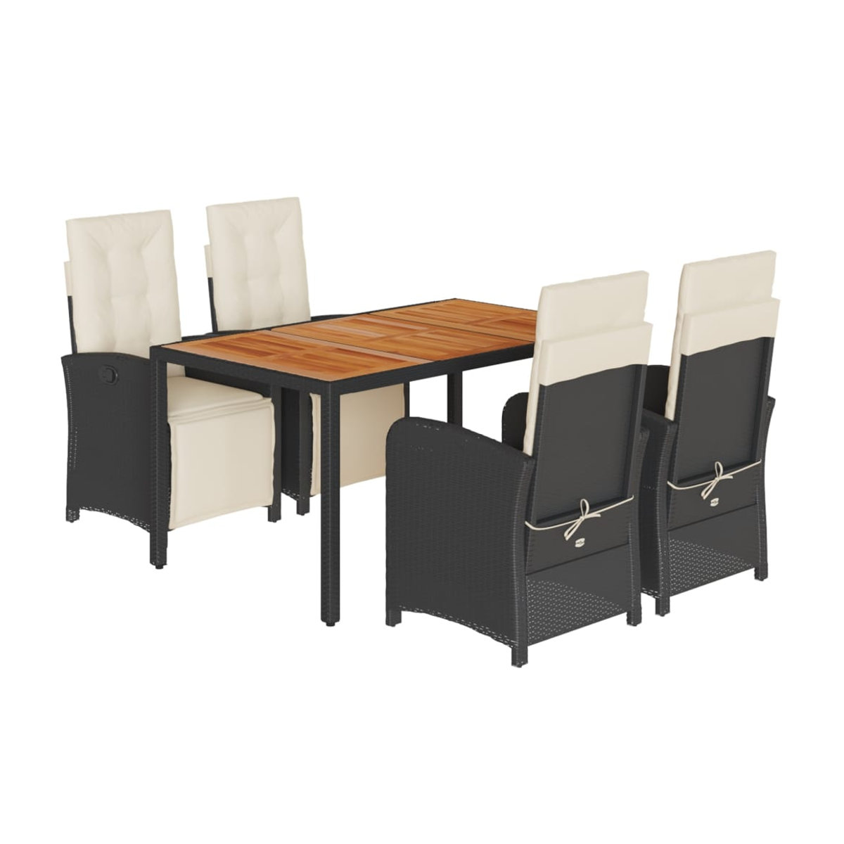 Vidaxl Gartenmöbel-Set aus Polyrattan mit Kissen, 5-teilig, Schwarz, Modernes Design - Bild 2
