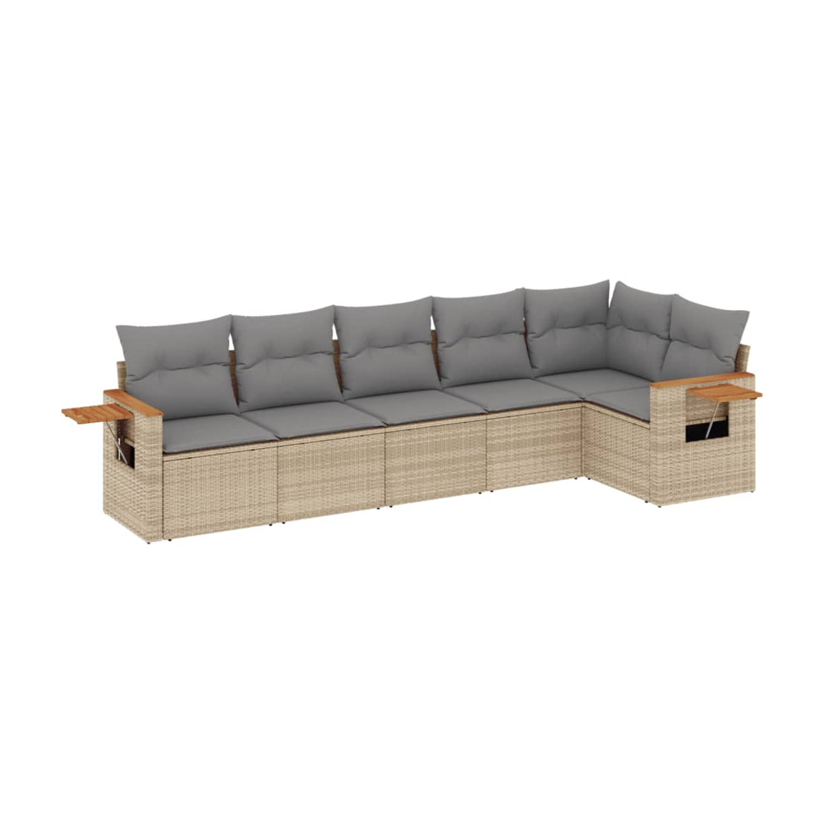 Vidaxl Gartenmöbel-Set aus Polyrattan mit Kissen, 6-teilig, Beige - Bild 2