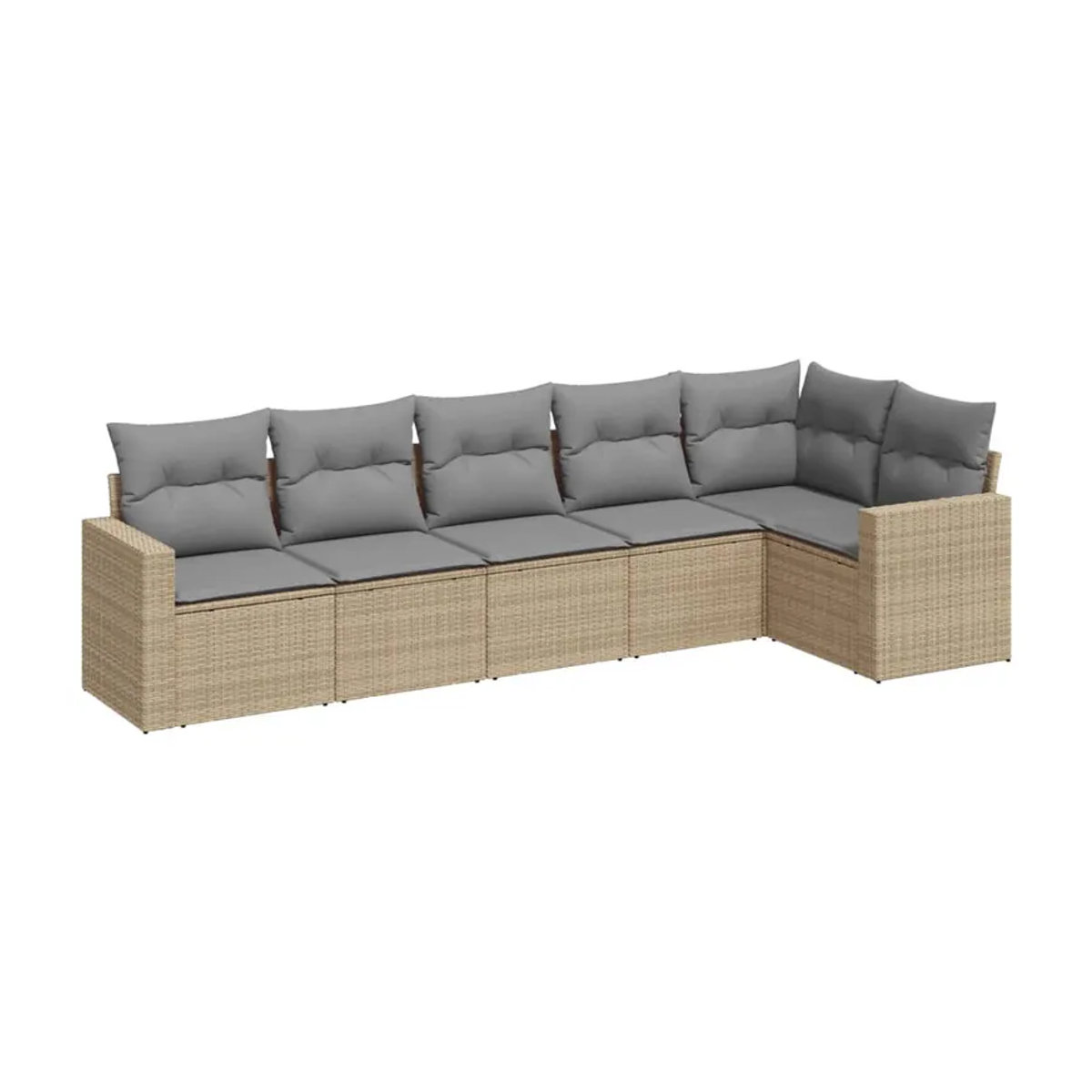 Vidaxl Gartenmöbel-Set aus Polyrattan mit Kissen, 6-teilig, Beige, Modernes Design - Bild 2
