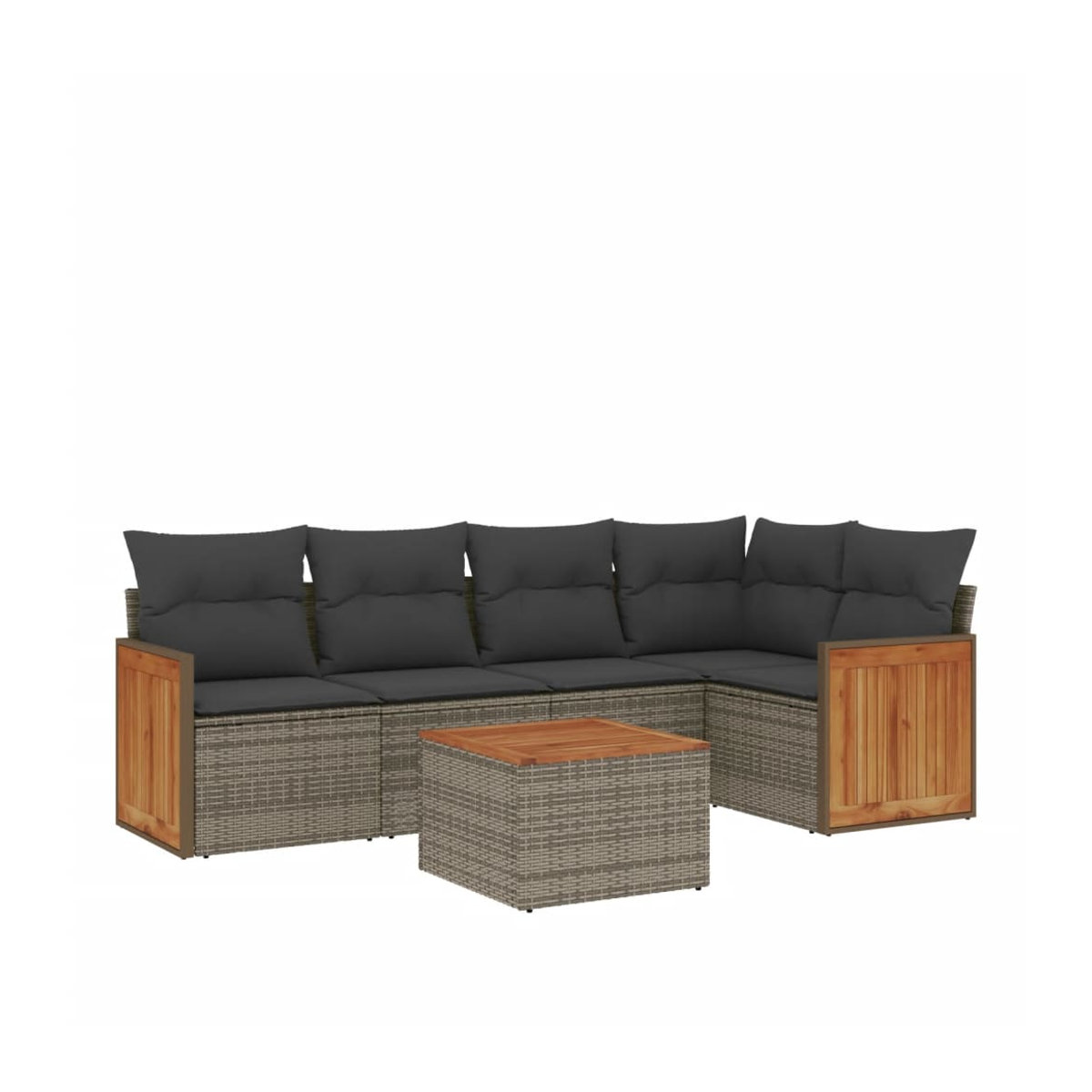Vidaxl Gartenmöbel-Set aus Polyrattan mit Kissen, 6-teilig, Grau/Anthrazit - Bild 2