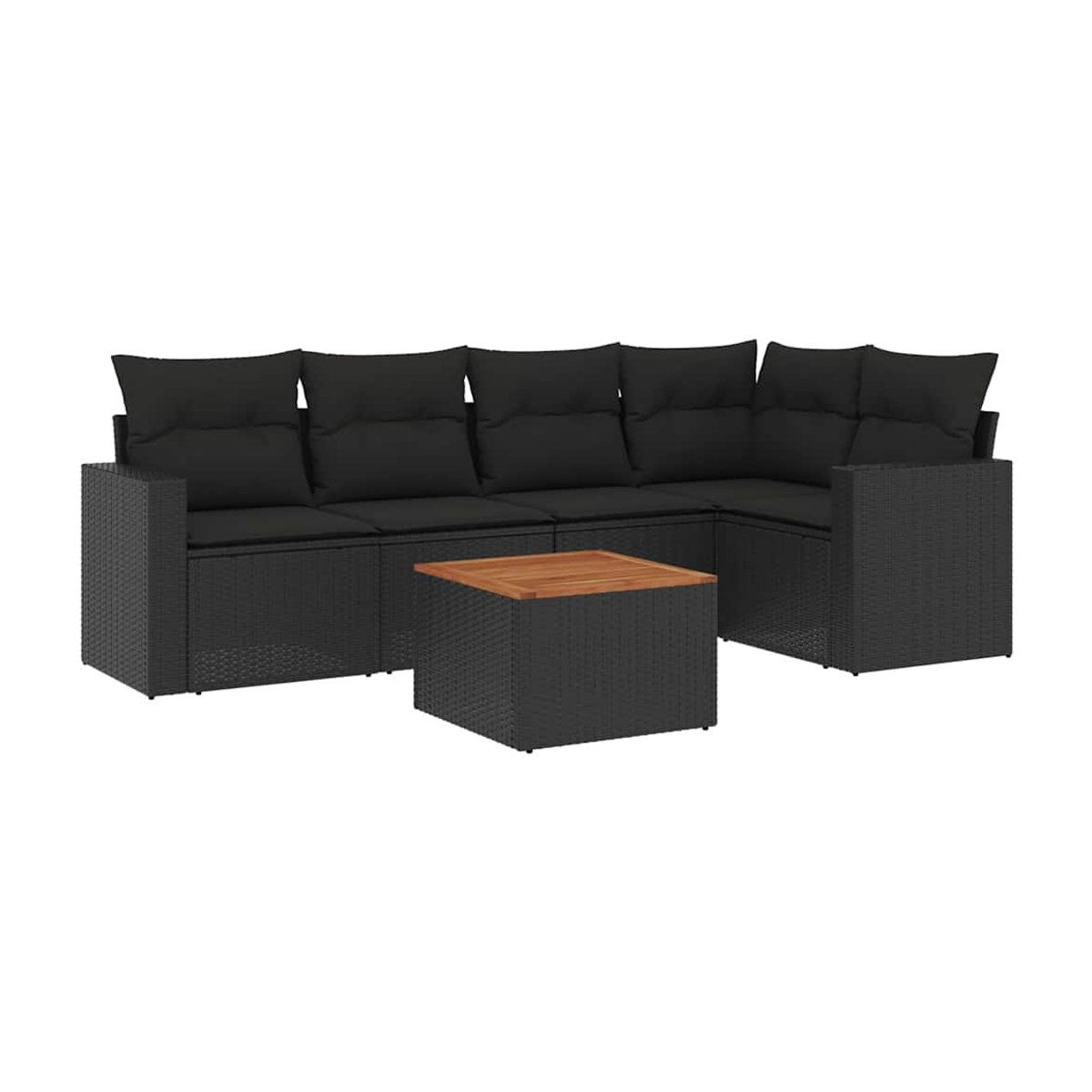 Vidaxl Gartenmöbel-Set aus Polyrattan mit Kissen, 6-teilig, Schwarz - Bild 3