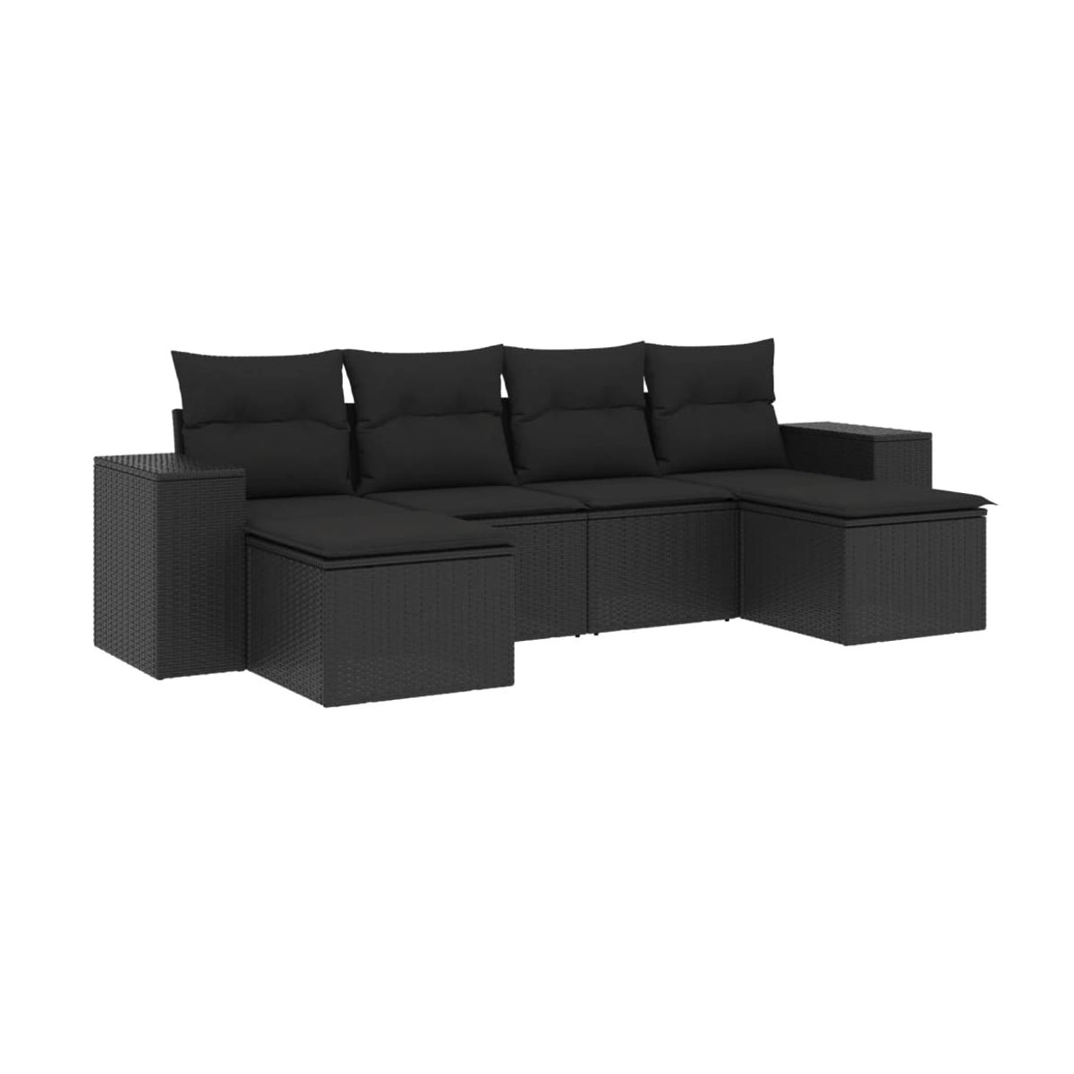 Vidaxl Gartenmöbel-Set aus Polyrattan mit Kissen, 6-teilig, Schwarz - Bild 3