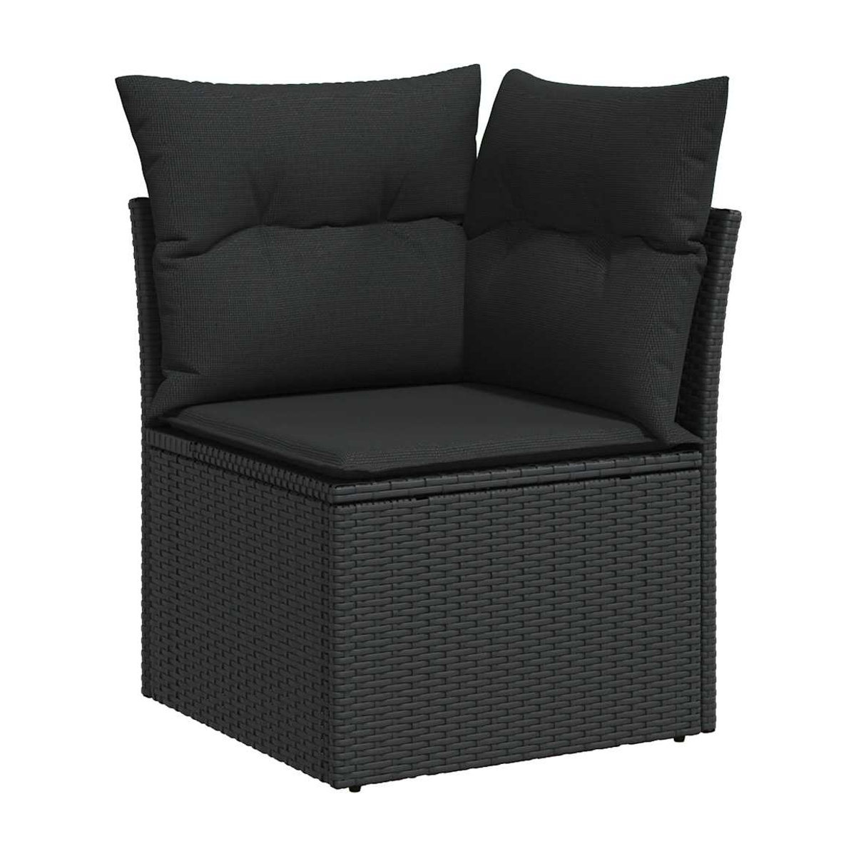 Vidaxl Gartenmöbel-Set aus Polyrattan mit Kissen, 6-teilig, Schwarz - Bild 1