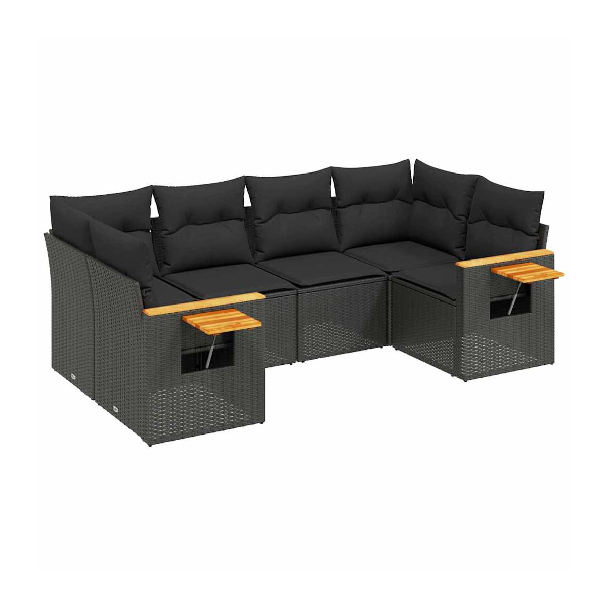 Vidaxl Gartenmöbel-Set aus Polyrattan mit Kissen, 6-teilig, Schwarz - Bild 2