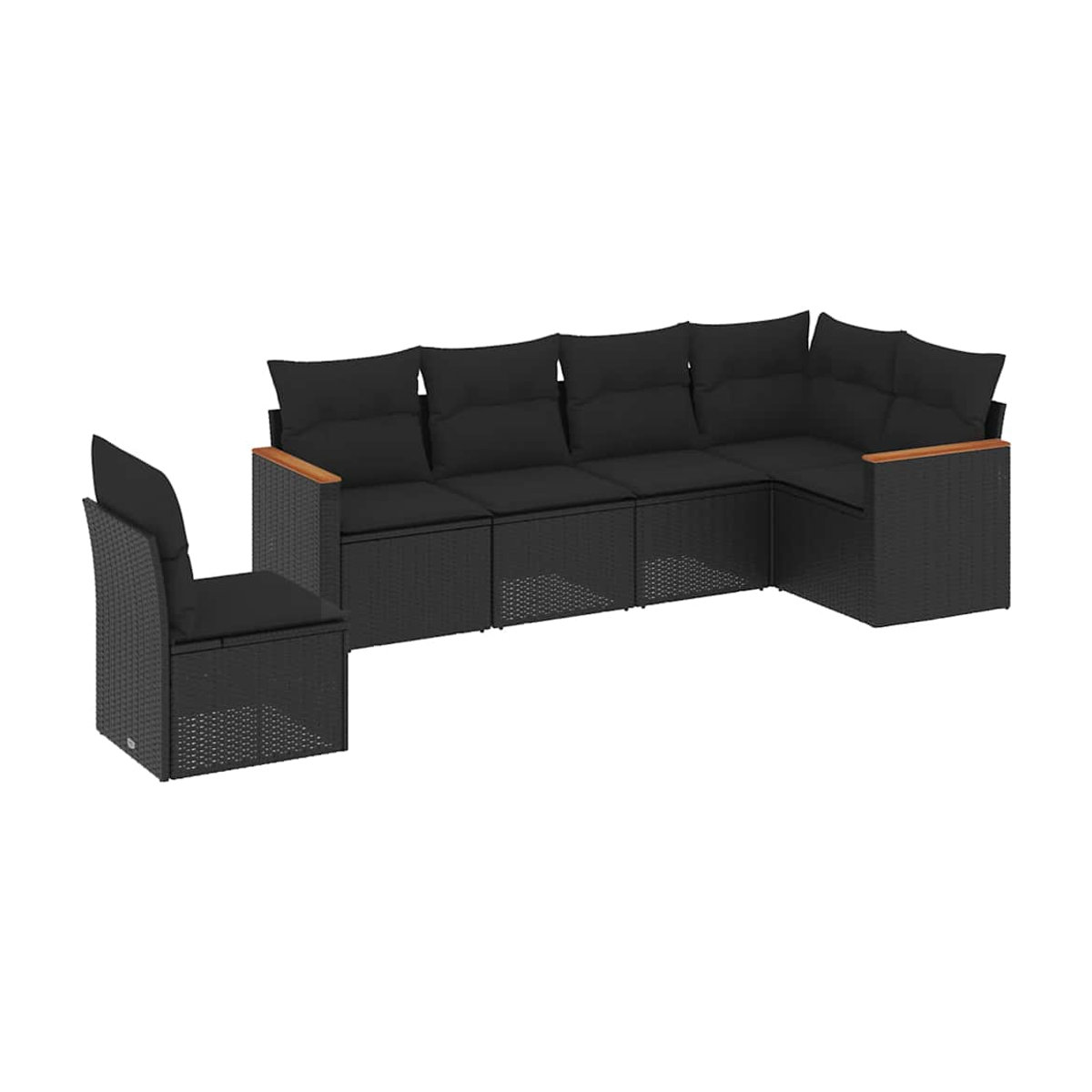 Vidaxl Gartenmöbel-Set aus Polyrattan mit Kissen, 6-teilig, Schwarz - Bild 5