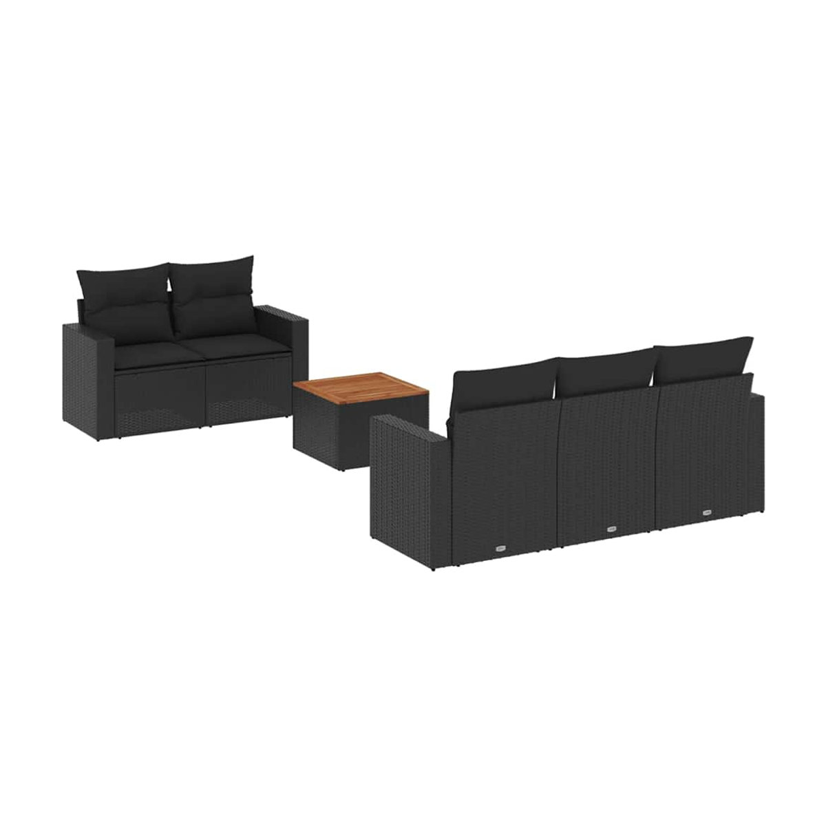 Vidaxl Gartenmöbel-Set aus Polyrattan mit Kissen, 6-teilig, Schwarz - Bild 2