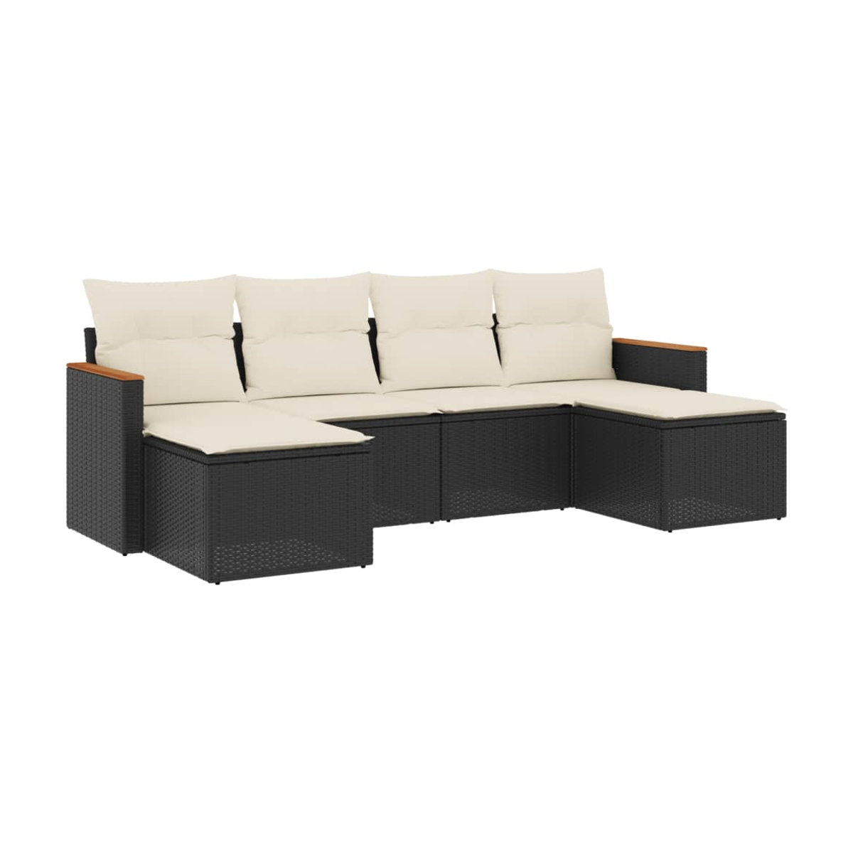Vidaxl Gartenmöbel-Set aus Polyrattan mit Kissen, 6-teilig, Schwarz - Bild 2