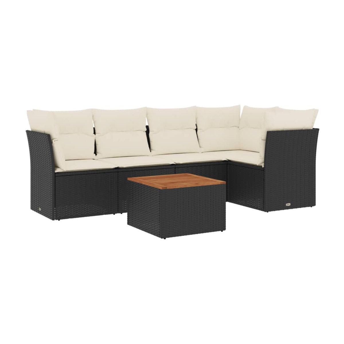 Vidaxl Gartenmöbel-Set aus Polyrattan mit Kissen, 6-teilig, Schwarz - Bild 2