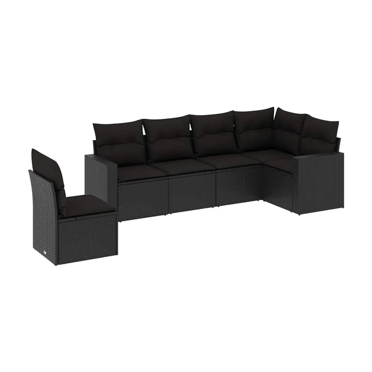Vidaxl Gartenmöbel-Set aus Polyrattan mit Kissen, 6-teilig, Schwarz - Bild 2