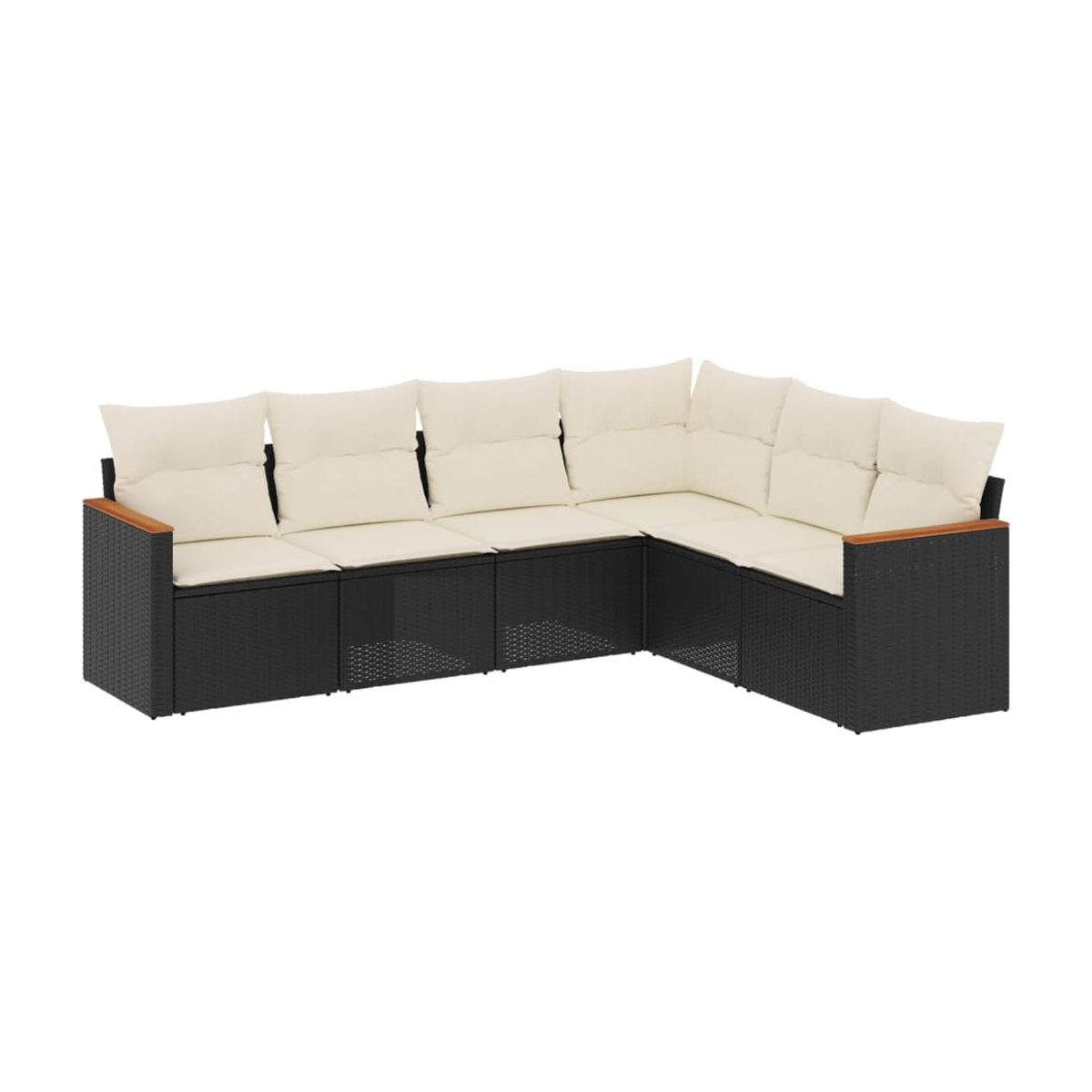 Vidaxl Gartenmöbel-Set aus Polyrattan mit Kissen, 6-teilig, Schwarz und Beige - Bild 3