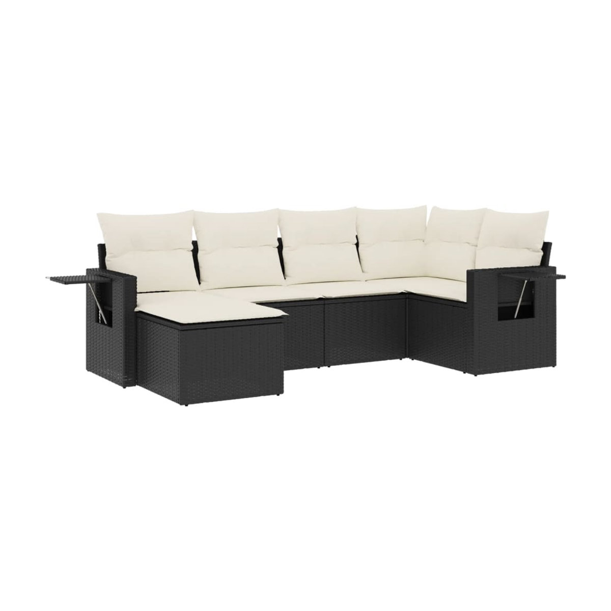 Vidaxl Gartenmöbel-Set aus Polyrattan mit Kissen, 6-teilig, Schwarz und Beige, Modernes Design - Bild 2