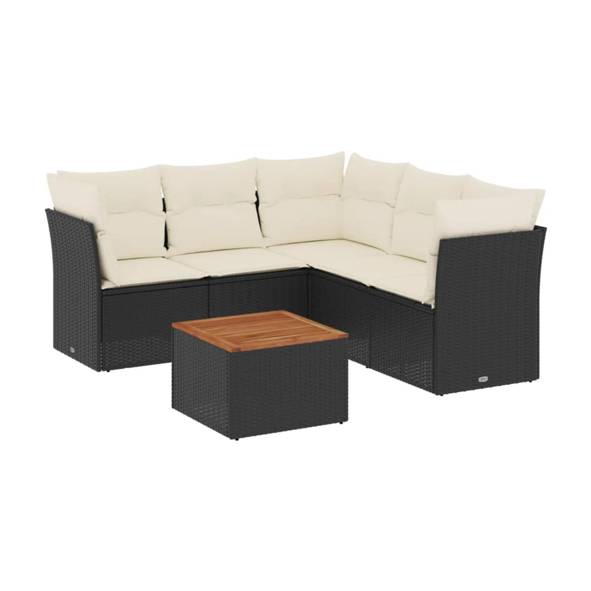 Vidaxl Gartenmöbel-Set aus Polyrattan mit Kissen, 6-teilig, Schwarz und Beige, Modernes Design - Bild 2