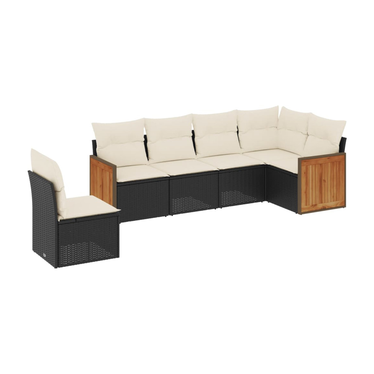 Vidaxl Gartenmöbel-Set aus Polyrattan mit Kissen, 6-teilig, Schwarz und Beige, Modernes Design - Bild 2