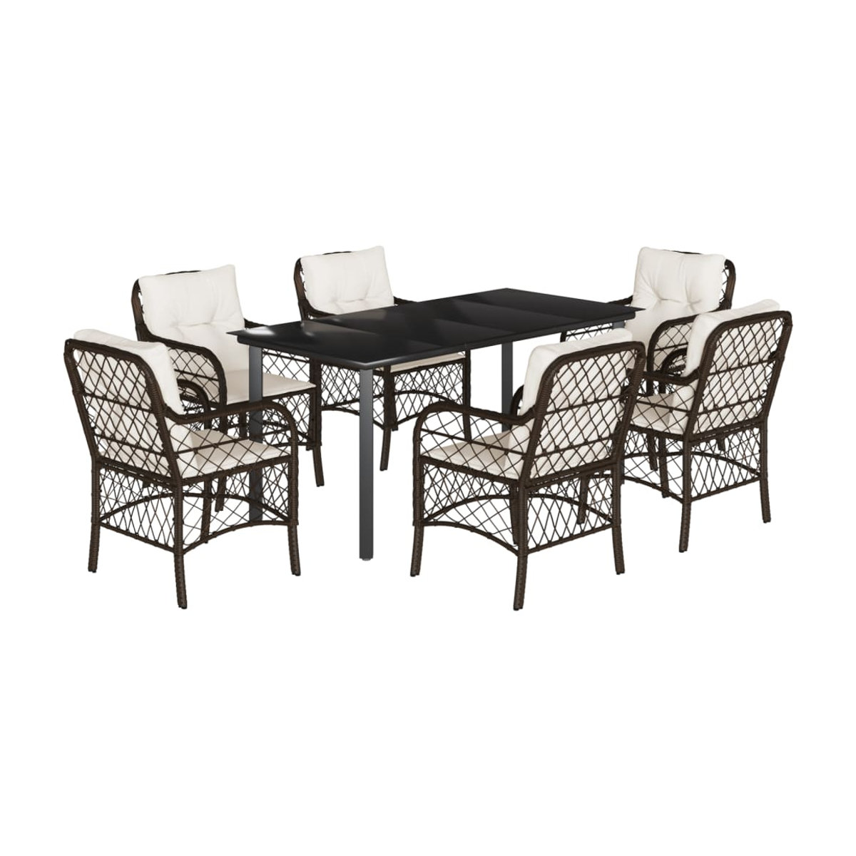 Vidaxl Gartenmöbel-Set aus Polyrattan mit Kissen, 7-teilig, Braun - Bild 3