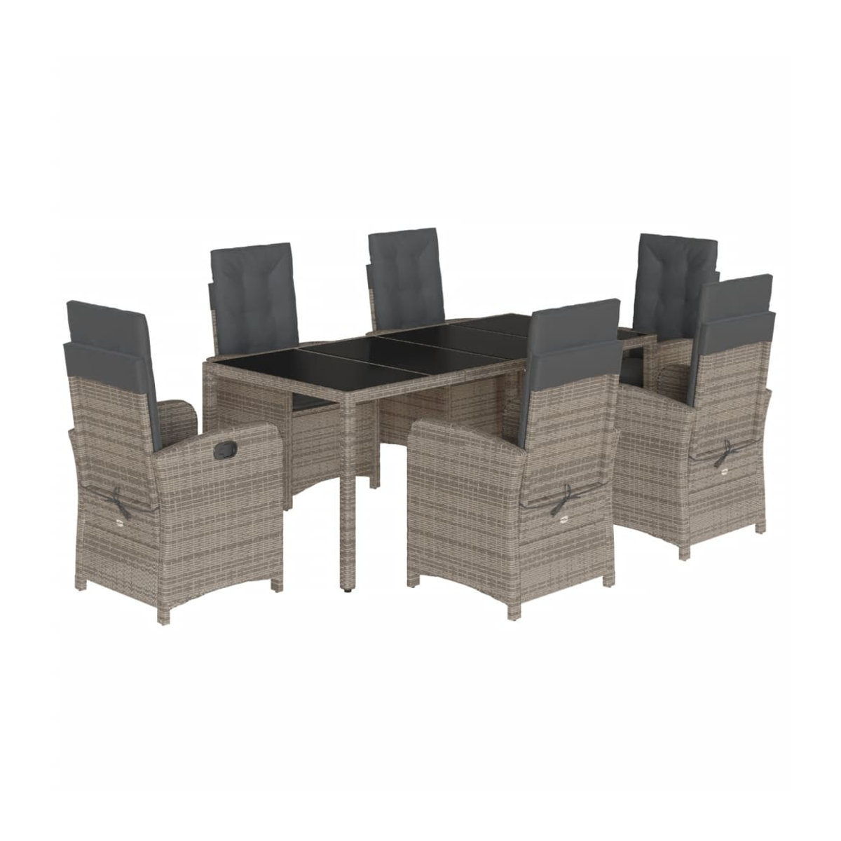 Vidaxl Gartenmöbel-Set aus Polyrattan mit Kissen, 7-teilig, Grau, Modernes Design - Bild 3
