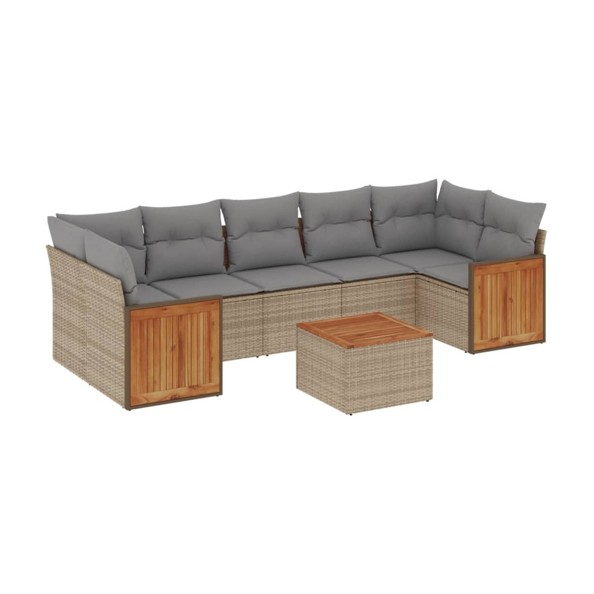 Vidaxl Gartenmöbel-Set aus Polyrattan mit Kissen, 8-teilig, Beige - Bild 3