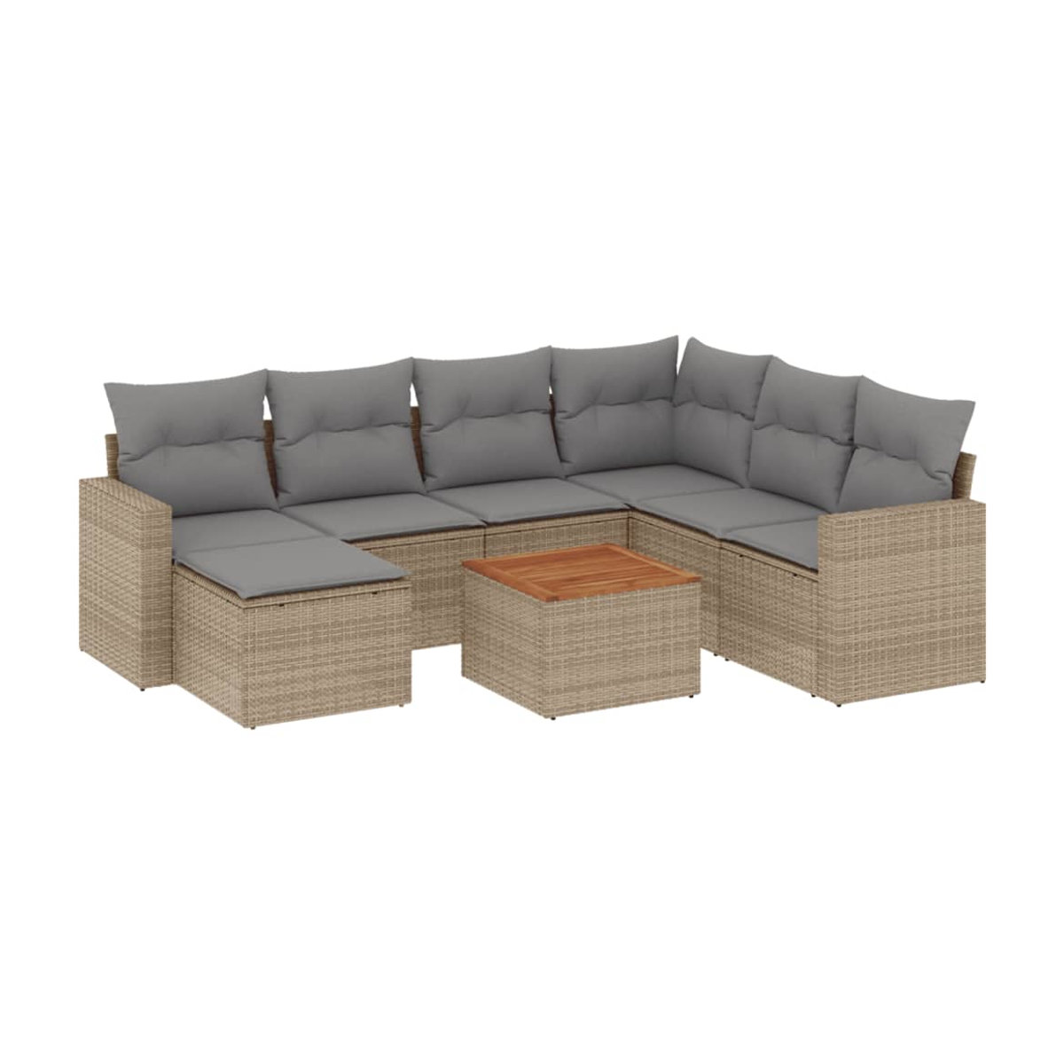 Vidaxl Gartenmöbel-Set aus Polyrattan mit Kissen, 8-teilig, Beige - Bild 3