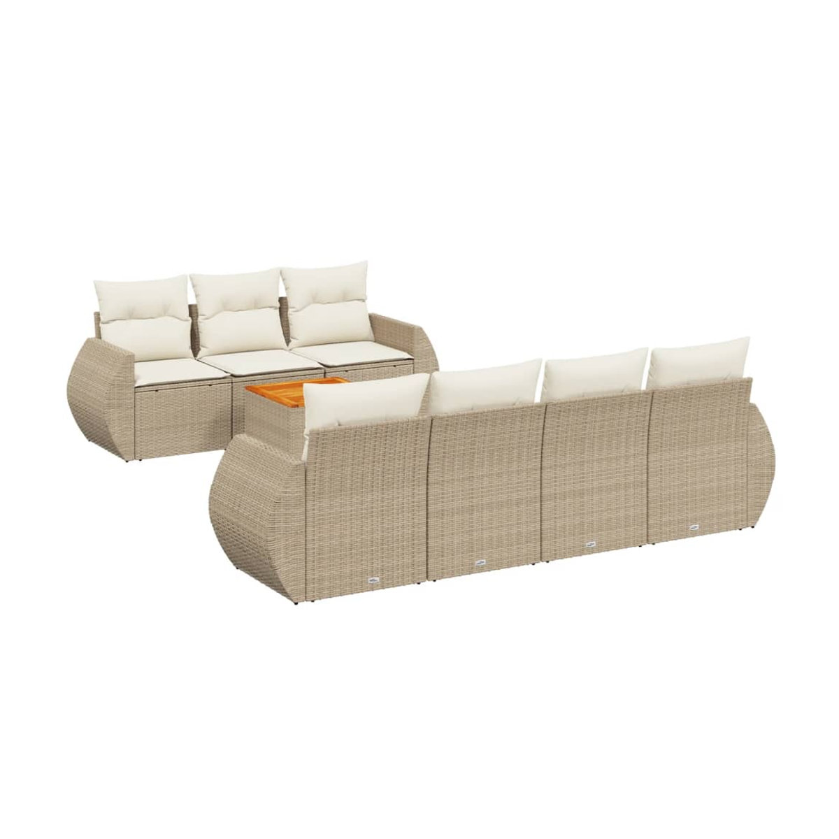 Vidaxl Gartenmöbel-Set aus Polyrattan mit Kissen, 8-teilig, Beige, Modernes Design - Bild 2