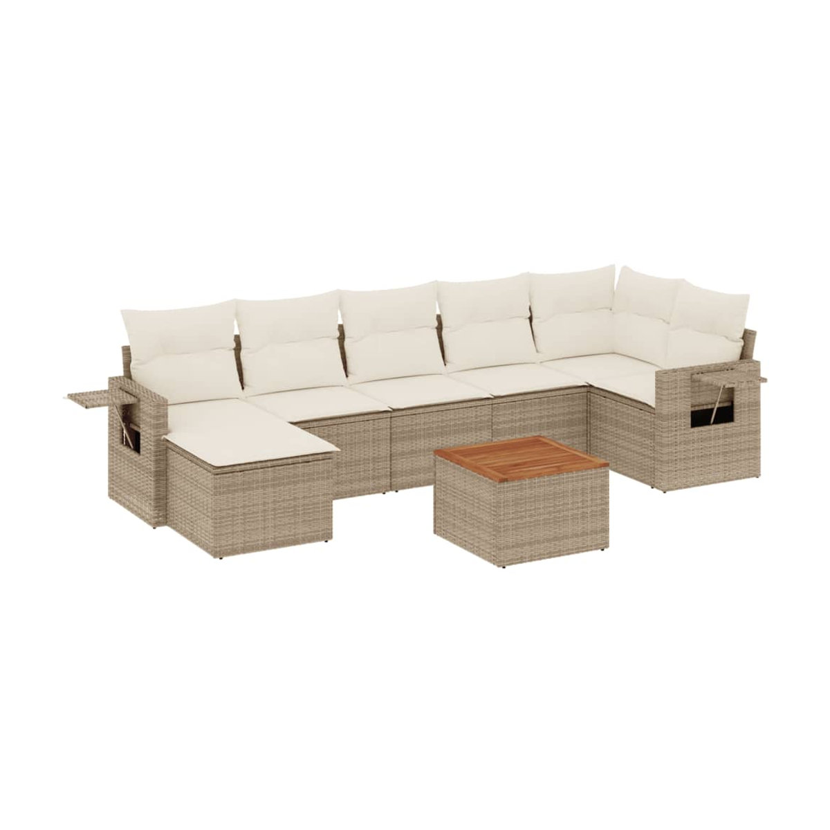 Vidaxl Gartenmöbel-Set aus Polyrattan mit Kissen, 8-teilig, Beige, Modernes Design - Bild 2