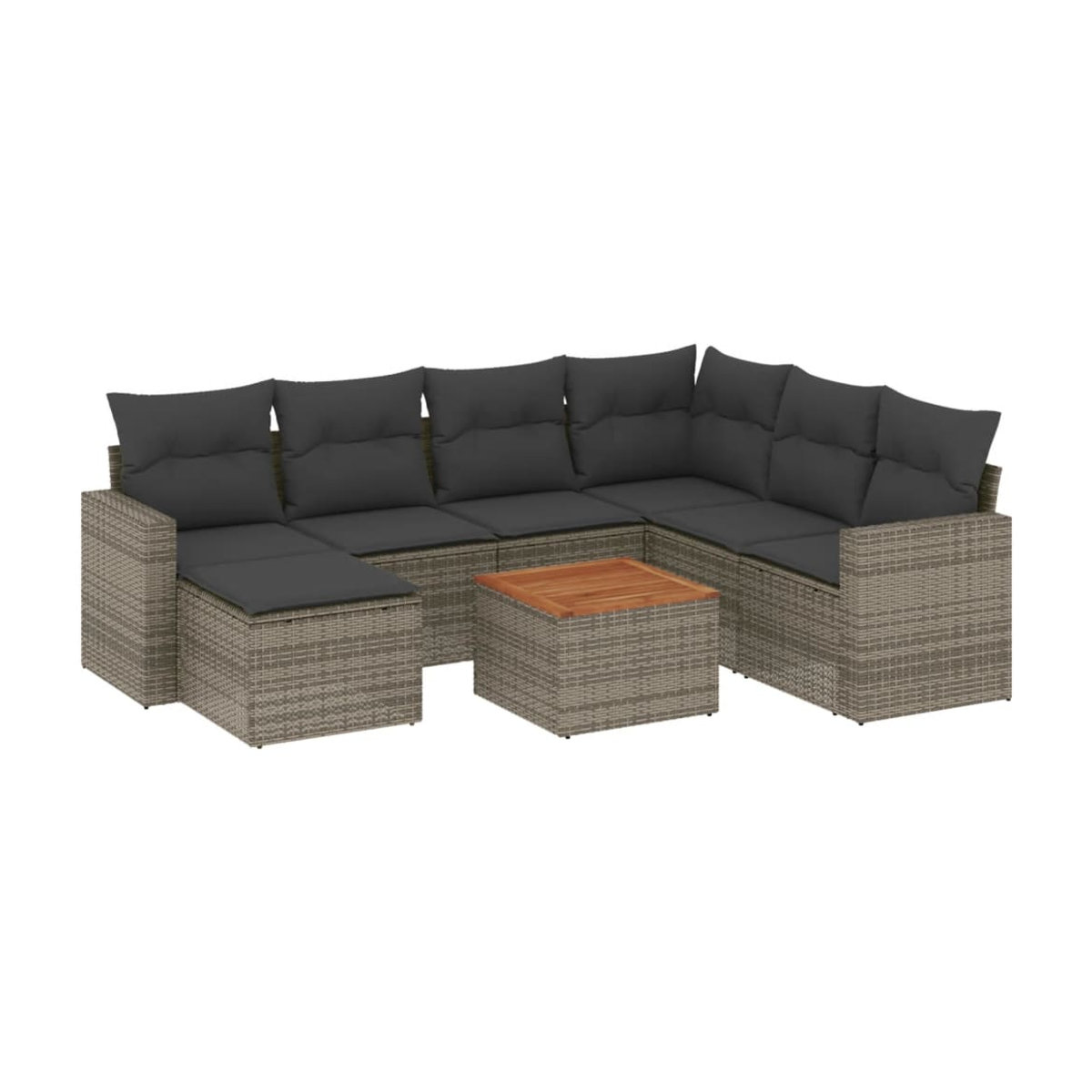 Vidaxl Gartenmöbel-Set aus Polyrattan mit Kissen, 8-teilig, Grau - Bild 2